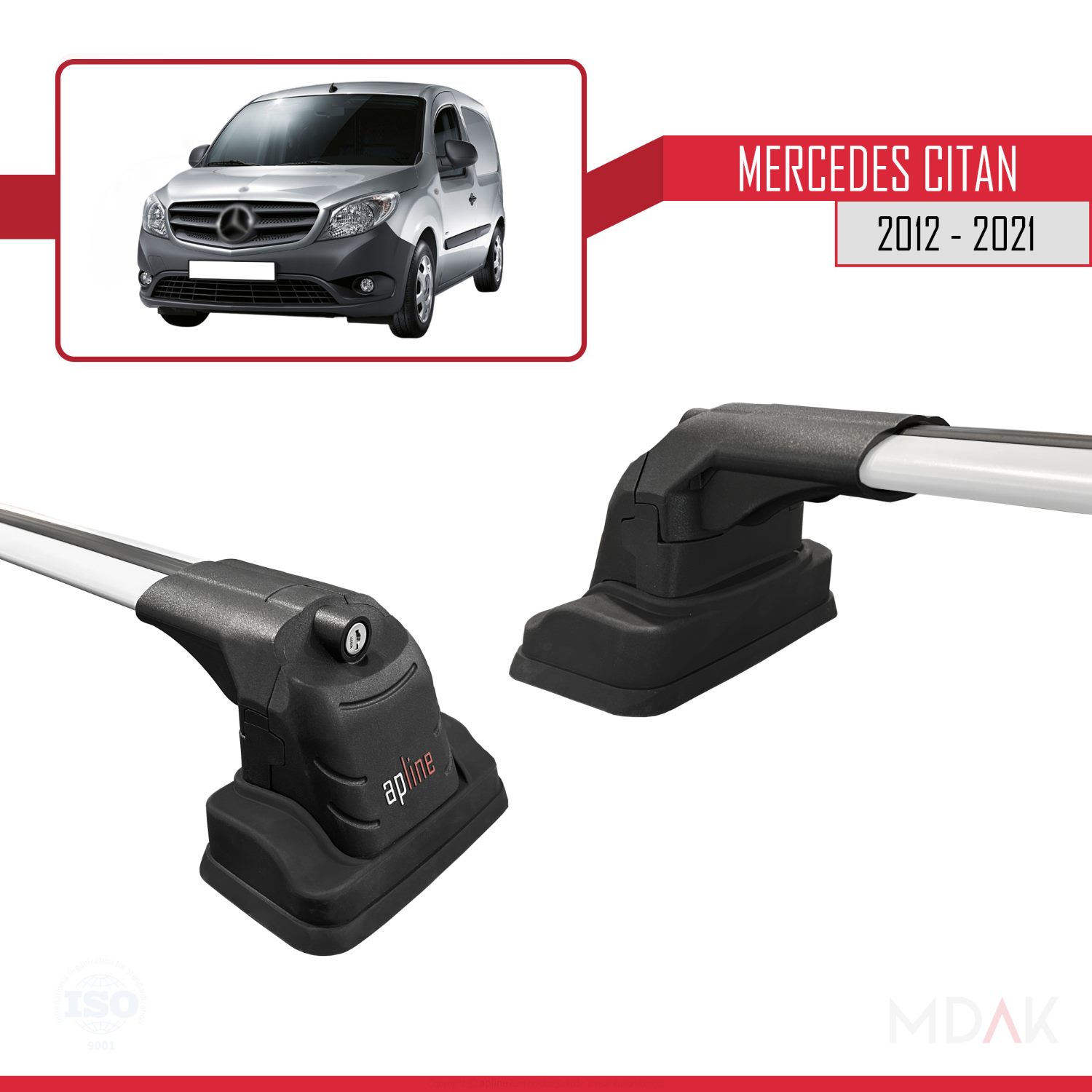 Mercedes Benz Citan 2012-2021 Arası ile Uyumlu ACE-3 Ara Atkı Tavan Barı Gri 2 Adet - Görsel 3