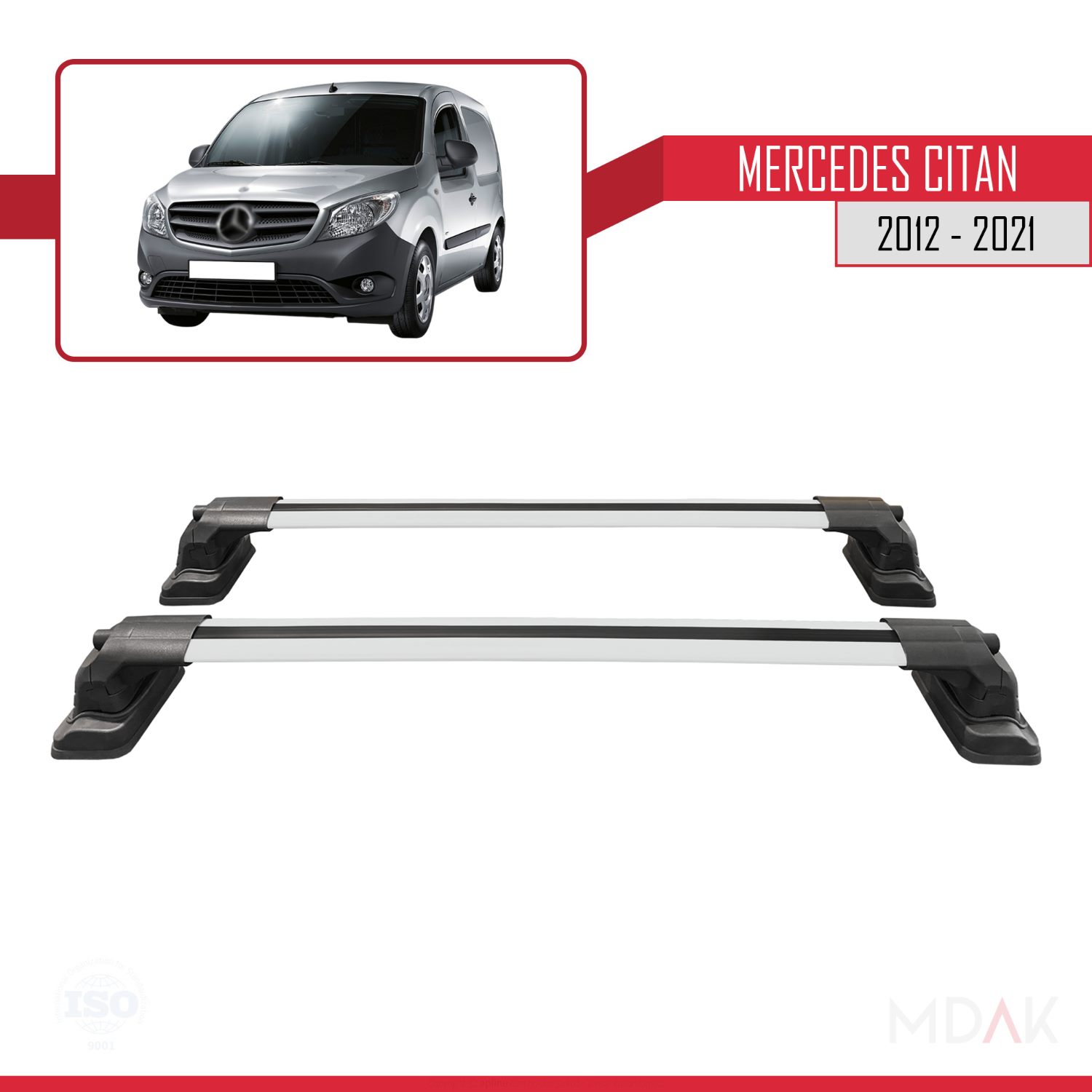 Mercedes Benz Citan 2012-2021 Arası ile Uyumlu ACE-3 Ara Atkı Tavan Barı Gri 2 Adet - Görsel 4
