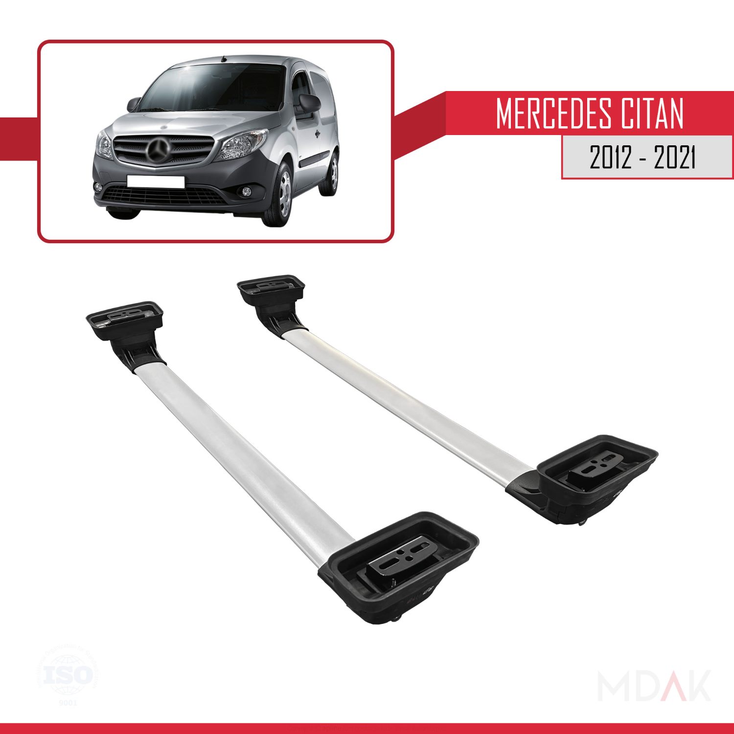 Mercedes Benz Citan 2012-2021 Arası ile Uyumlu ACE-3 Ara Atkı Tavan Barı Gri 2 Adet - Görsel 5