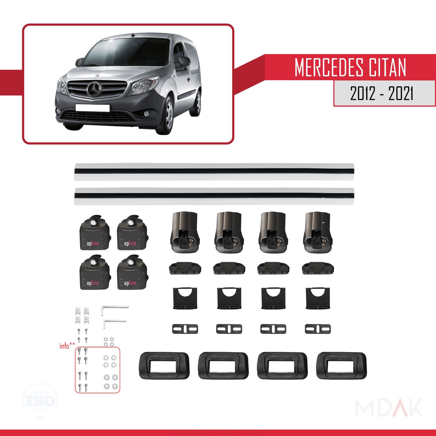 Mercedes Benz Citan 2012-2021 Arası ile Uyumlu ACE-3 Ara Atkı Tavan Barı Gri 2 Adet - Görsel 6