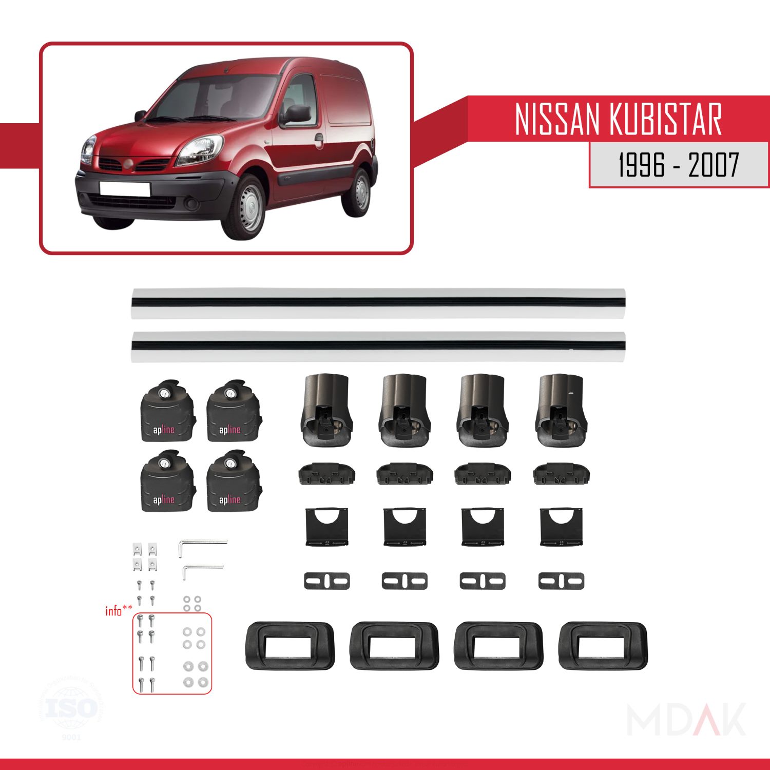 Nissan Kubistar 1996-2007 Arası ile Uyumlu ACE-3 Ara Atkı Tavan Barı Gri 2 Adet - Görsel 6
