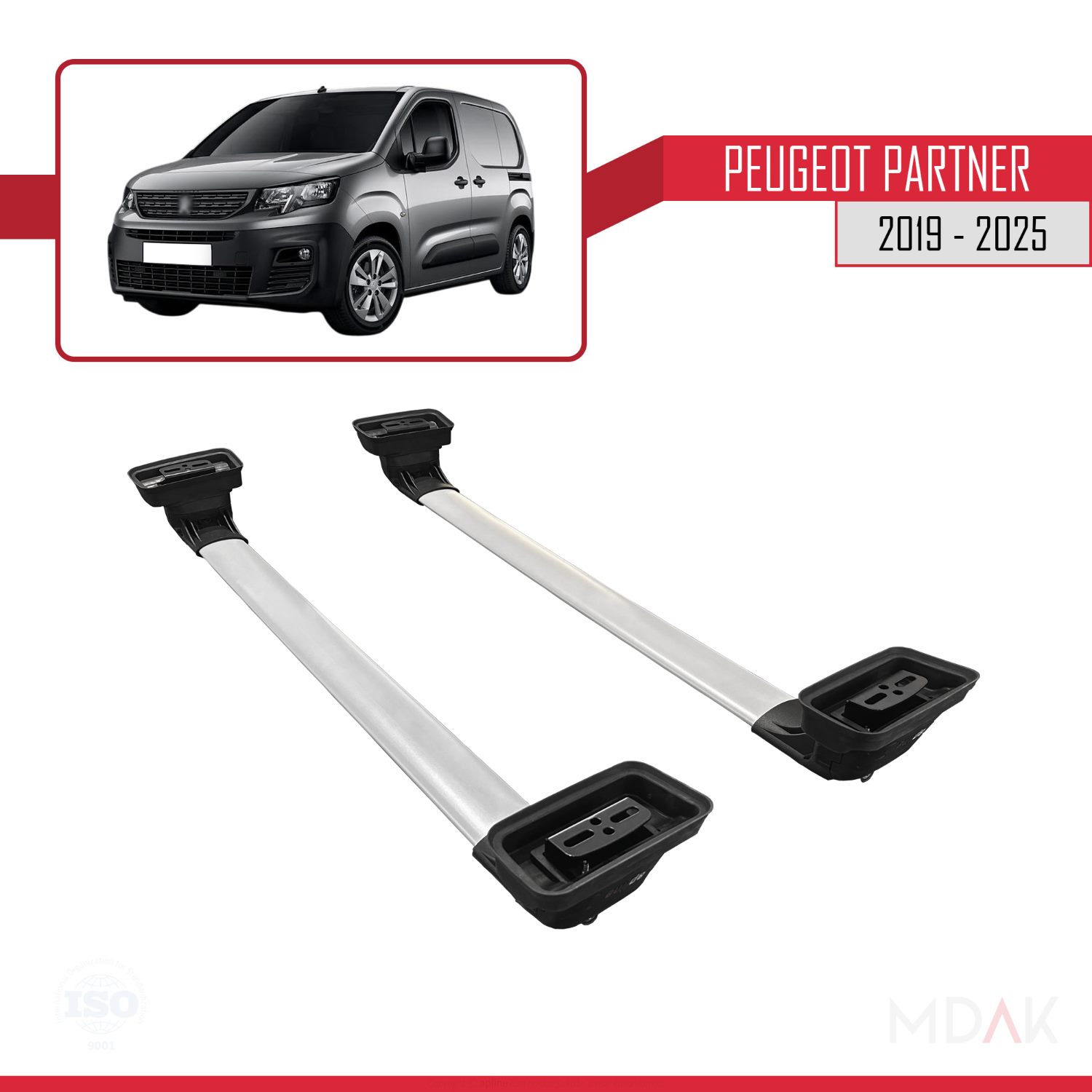 Peugeot Partner 2019-2025 Arası ile Uyumlu ACE-3 Ara Atkı Tavan Barı Gri 2 Adet - Görsel 5