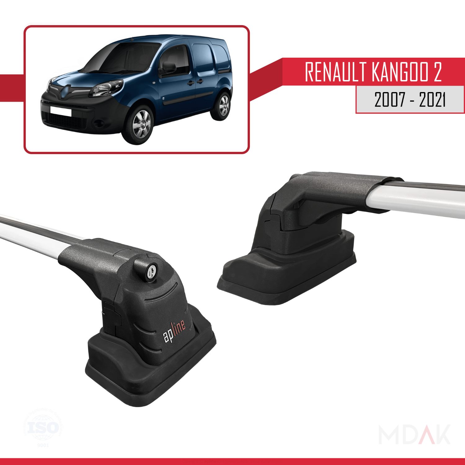 Renault Kangoo 2 2007-2021 Arası ile Uyumlu ACE-3 Ara Atkı Tavan Barı Gri 2 Adet - Görsel 3