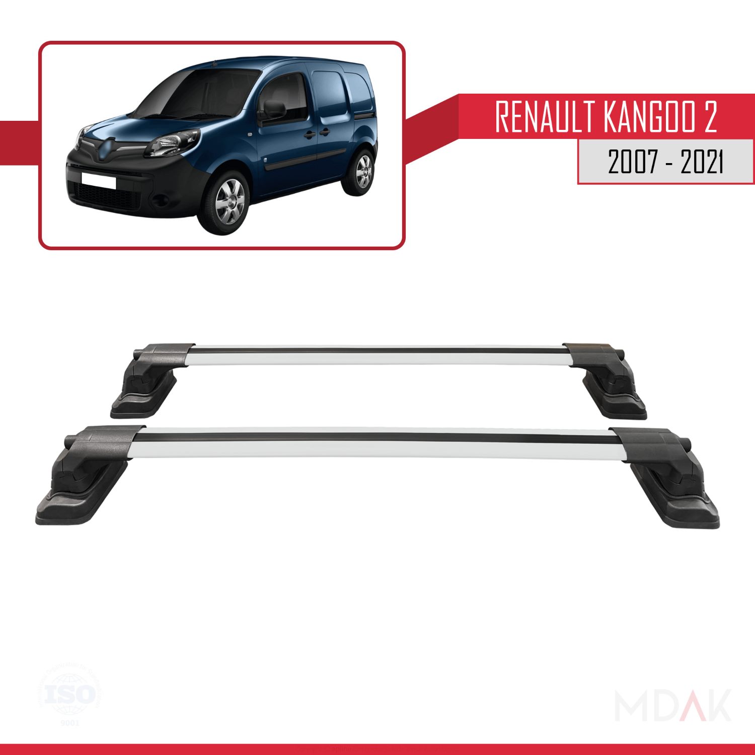 Renault Kangoo 2 2007-2021 Arası ile Uyumlu ACE-3 Ara Atkı Tavan Barı Gri 2 Adet - Görsel 4