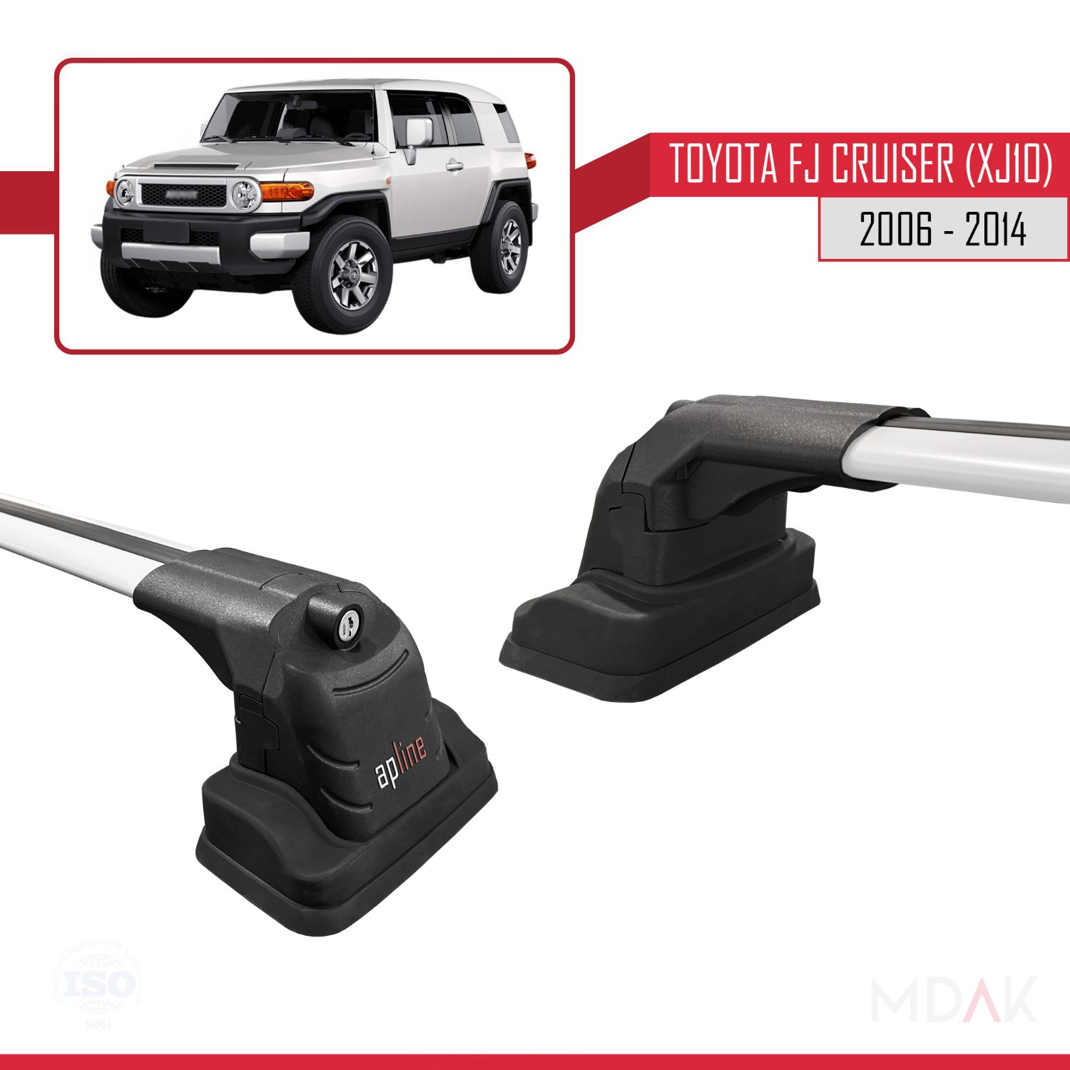 Toyota FJ Cruiser (XJ10) 2006-2014 Arası ile Uyumlu ACE-3 Ara Atkı Tavan Barı Gri 2 Adet - Görsel 3