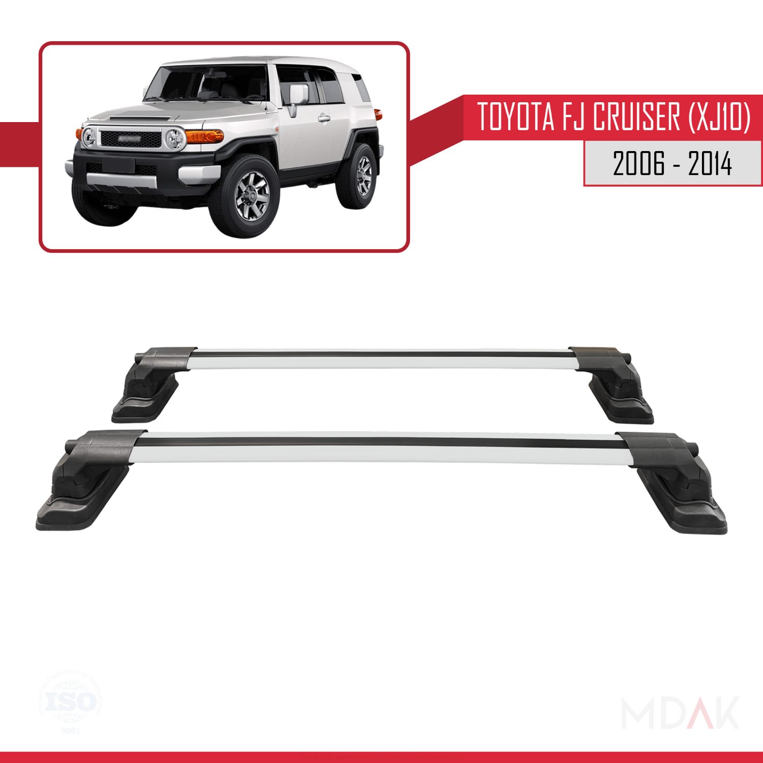 Toyota FJ Cruiser (XJ10) 2006-2014 Arası ile Uyumlu ACE-3 Ara Atkı Tavan Barı Gri 2 Adet - Görsel 4