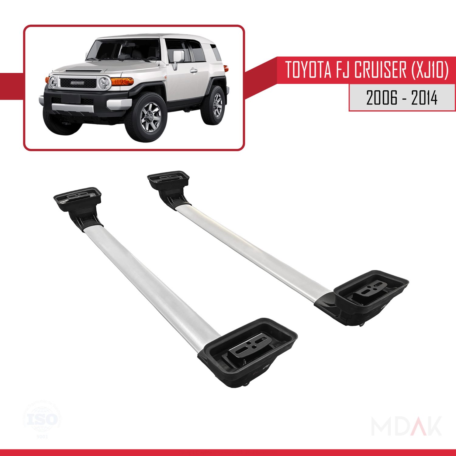 Toyota FJ Cruiser (XJ10) 2006-2014 Arası ile Uyumlu ACE-3 Ara Atkı Tavan Barı Gri 2 Adet - Görsel 5