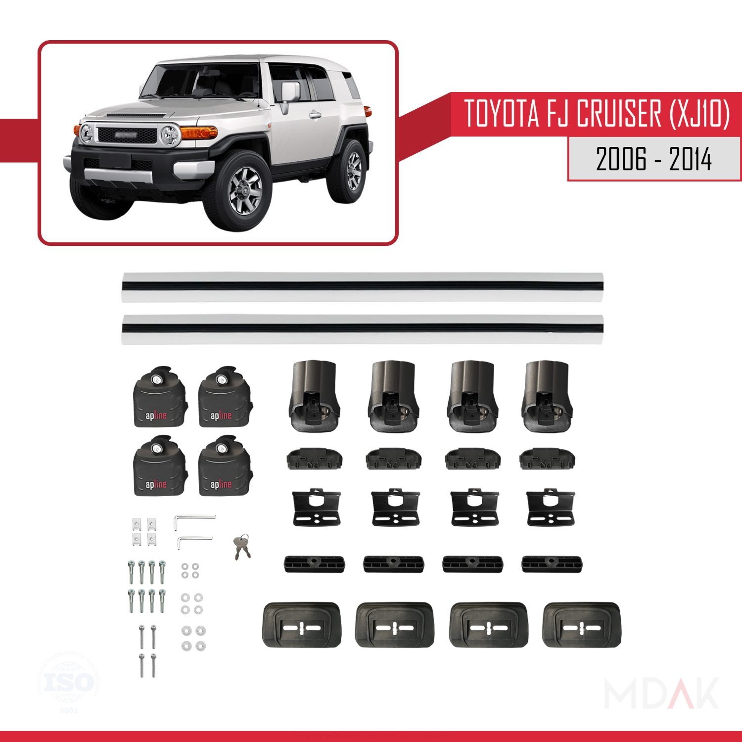 Toyota FJ Cruiser (XJ10) 2006-2014 Arası ile Uyumlu ACE-3 Ara Atkı Tavan Barı Gri 2 Adet - Görsel 6