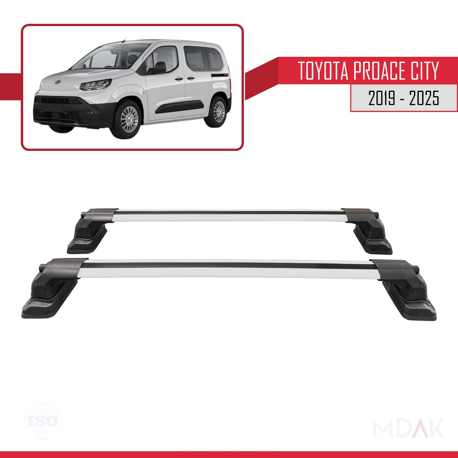 Toyota Proace City 2019-2025 Arası ile Uyumlu ACE-3 Ara Atkı Tavan Barı Gri 2 Adet - Görsel 4