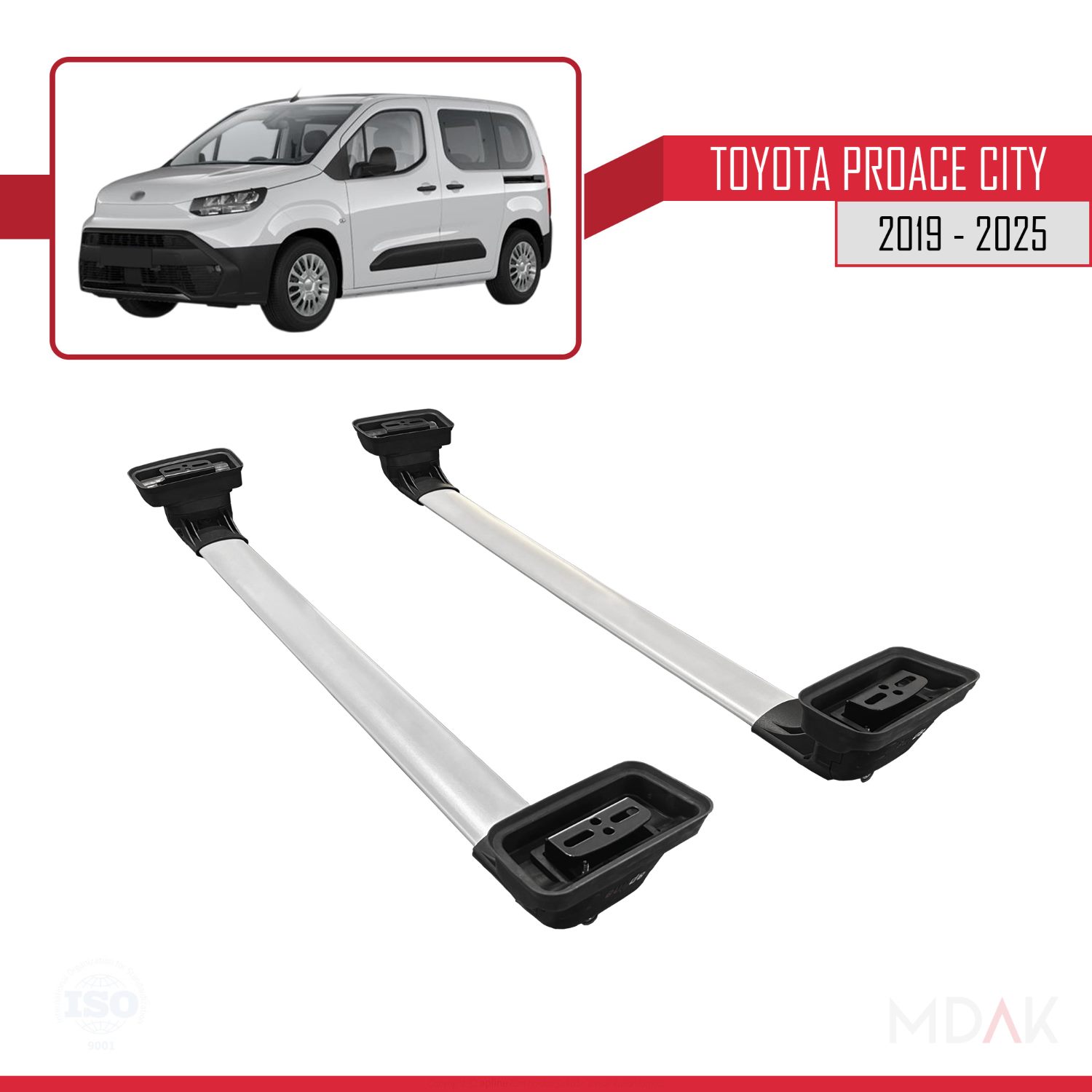 Toyota Proace City 2019-2025 Arası ile Uyumlu ACE-3 Ara Atkı Tavan Barı Gri 2 Adet - Görsel 5
