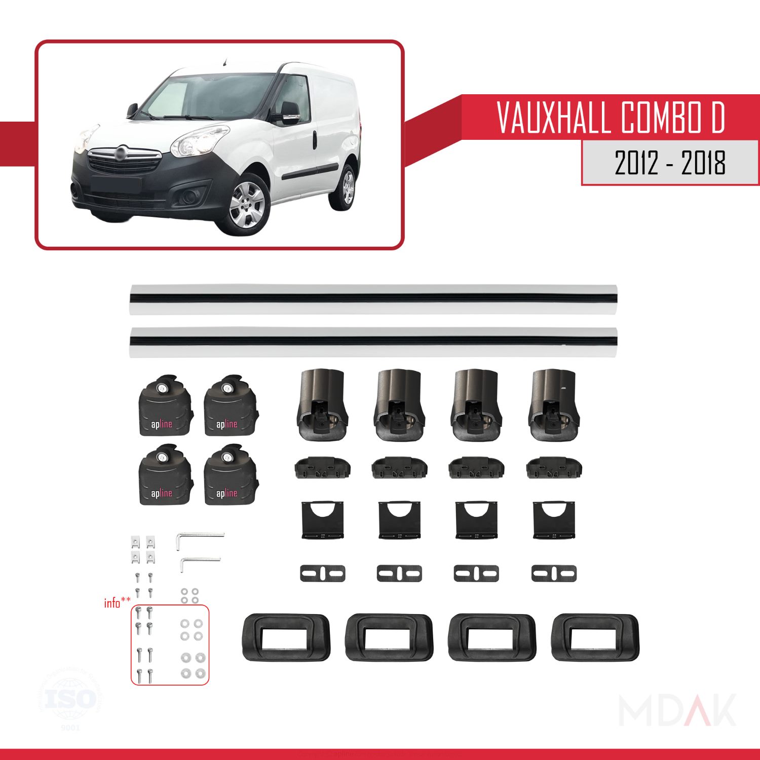 Vauxhall Combo D 2012-2018 Arası ile Uyumlu ACE-3 Ara Atkı Tavan Barı Gri 2 Adet - Görsel 6