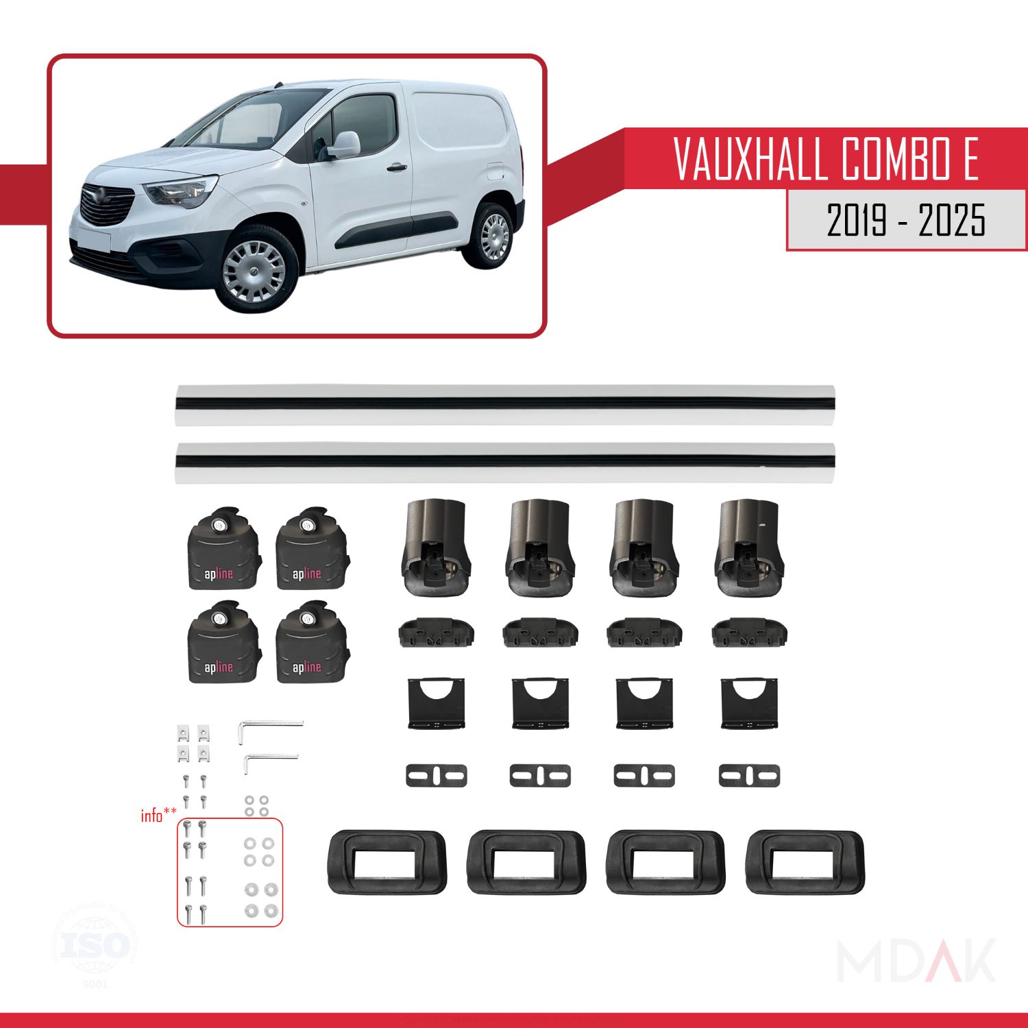 Vauxhall Combo E 2019-2025 Arası ile Uyumlu ACE-3 Ara Atkı Tavan Barı Gri 2 Adet - Görsel 6