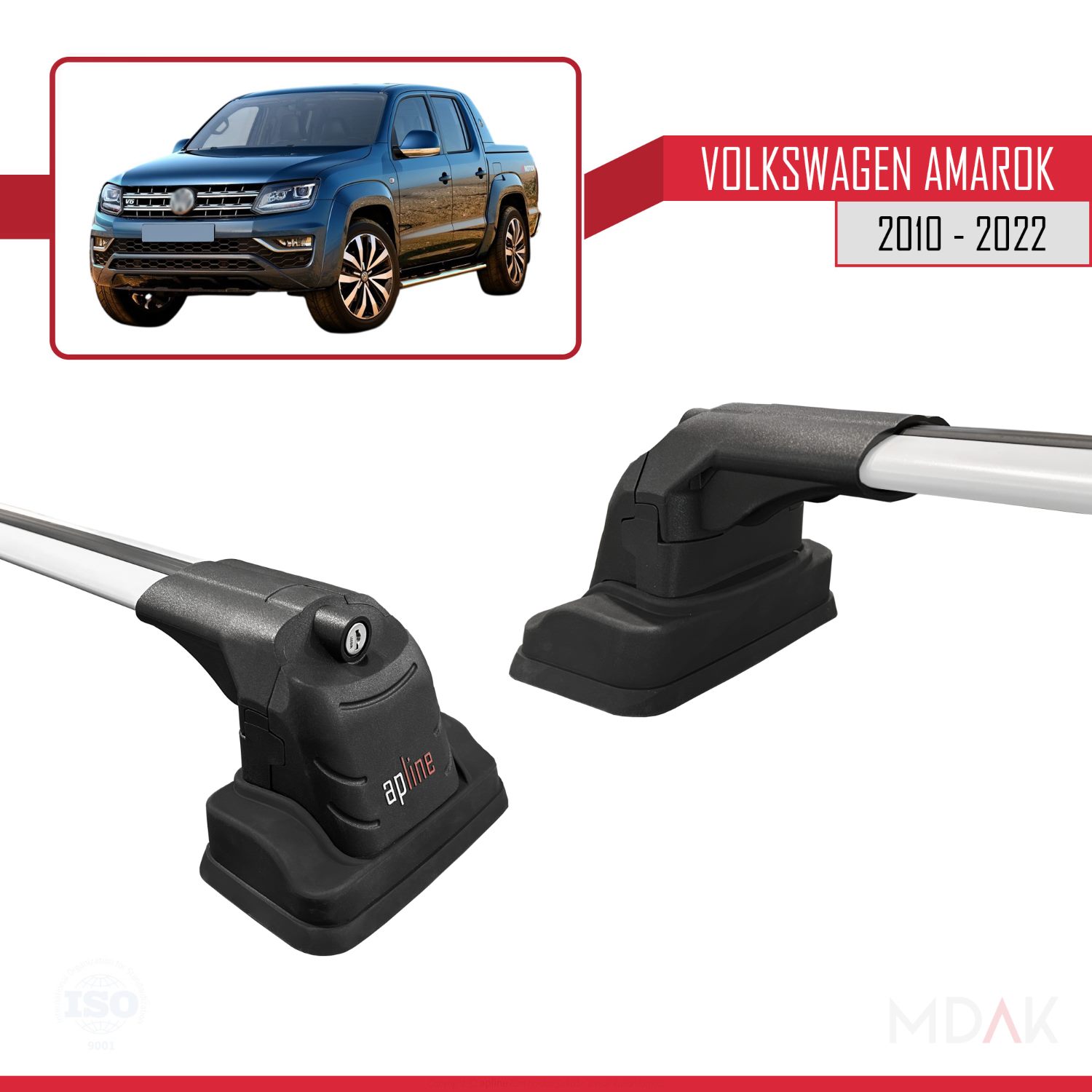 Volkswagen Amarok 2010-2022 Arası ile Uyumlu ACE-3 Ara Atkı Tavan Barı Gri 2 Adet - Görsel 3