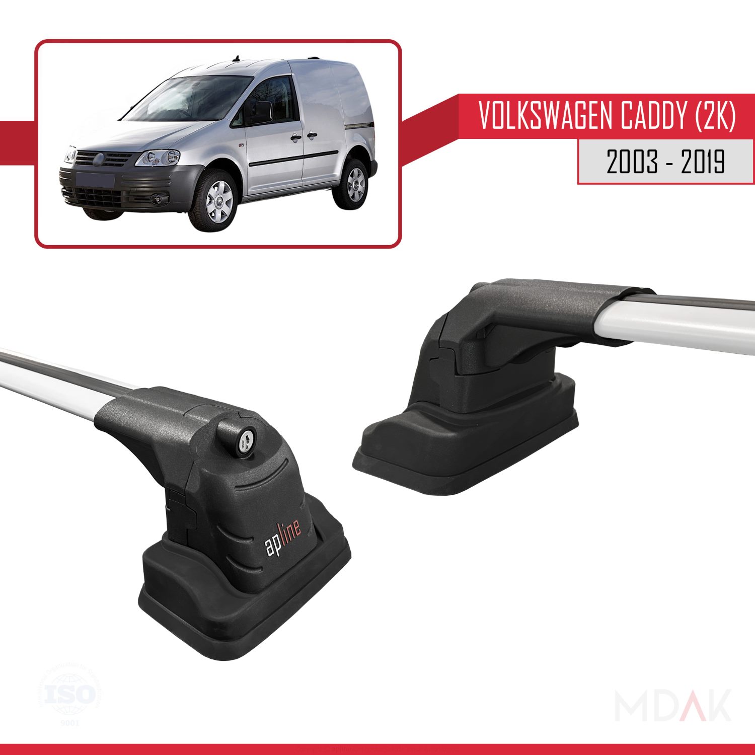 Volkswagen Caddy (2K) 2003-2019 Arası ile Uyumlu ACE-3 Ara Atkı Tavan Barı Gri 2 Adet - Görsel 3