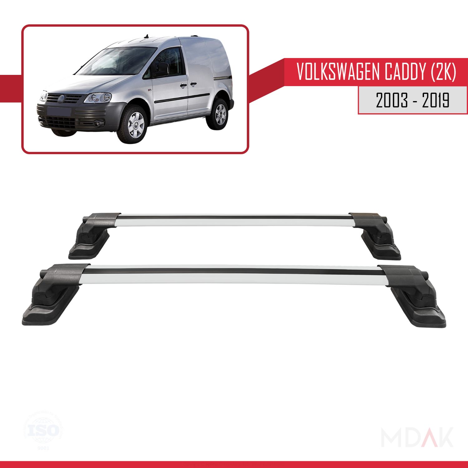 Volkswagen Caddy (2K) 2003-2019 Arası ile Uyumlu ACE-3 Ara Atkı Tavan Barı Gri 2 Adet - Görsel 4