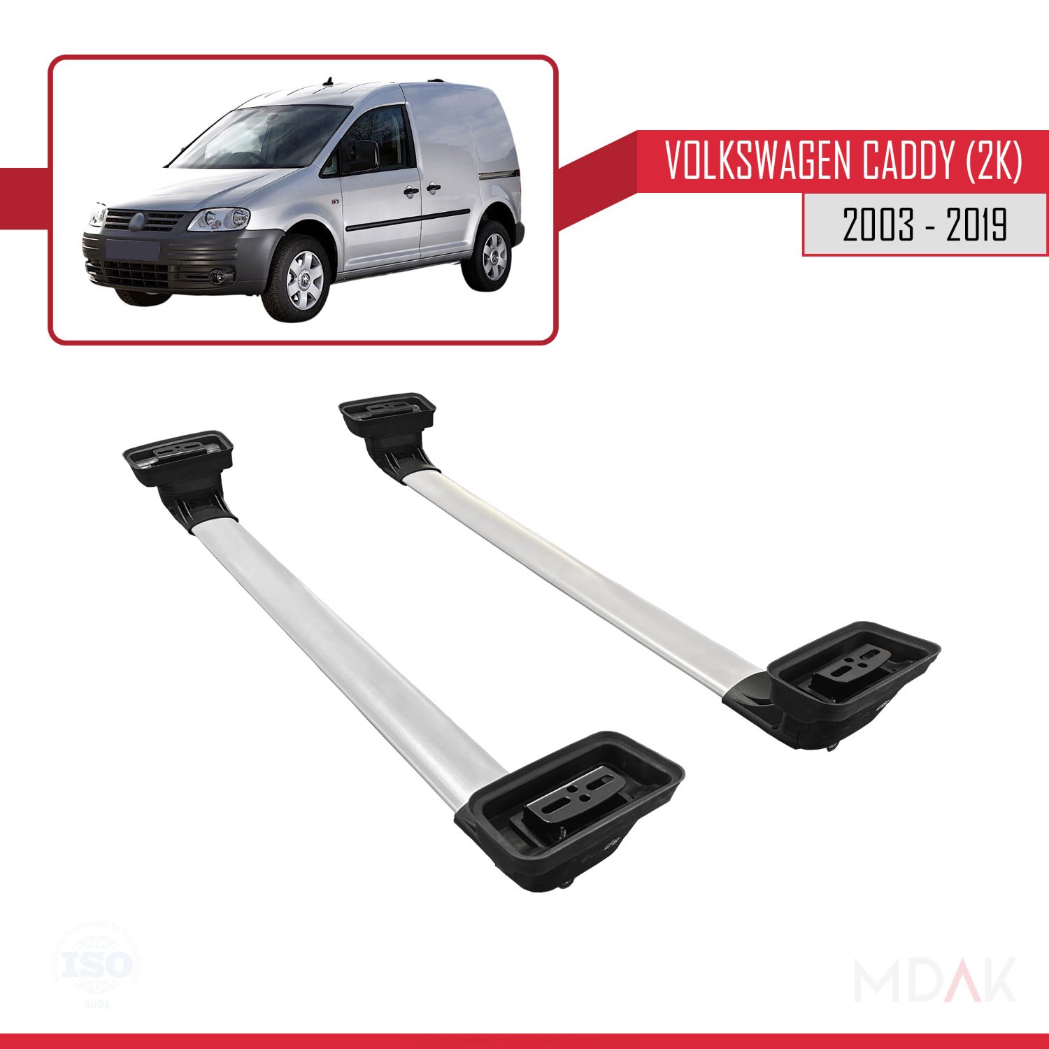 Volkswagen Caddy (2K) 2003-2019 Arası ile Uyumlu ACE-3 Ara Atkı Tavan Barı Gri 2 Adet - Görsel 5