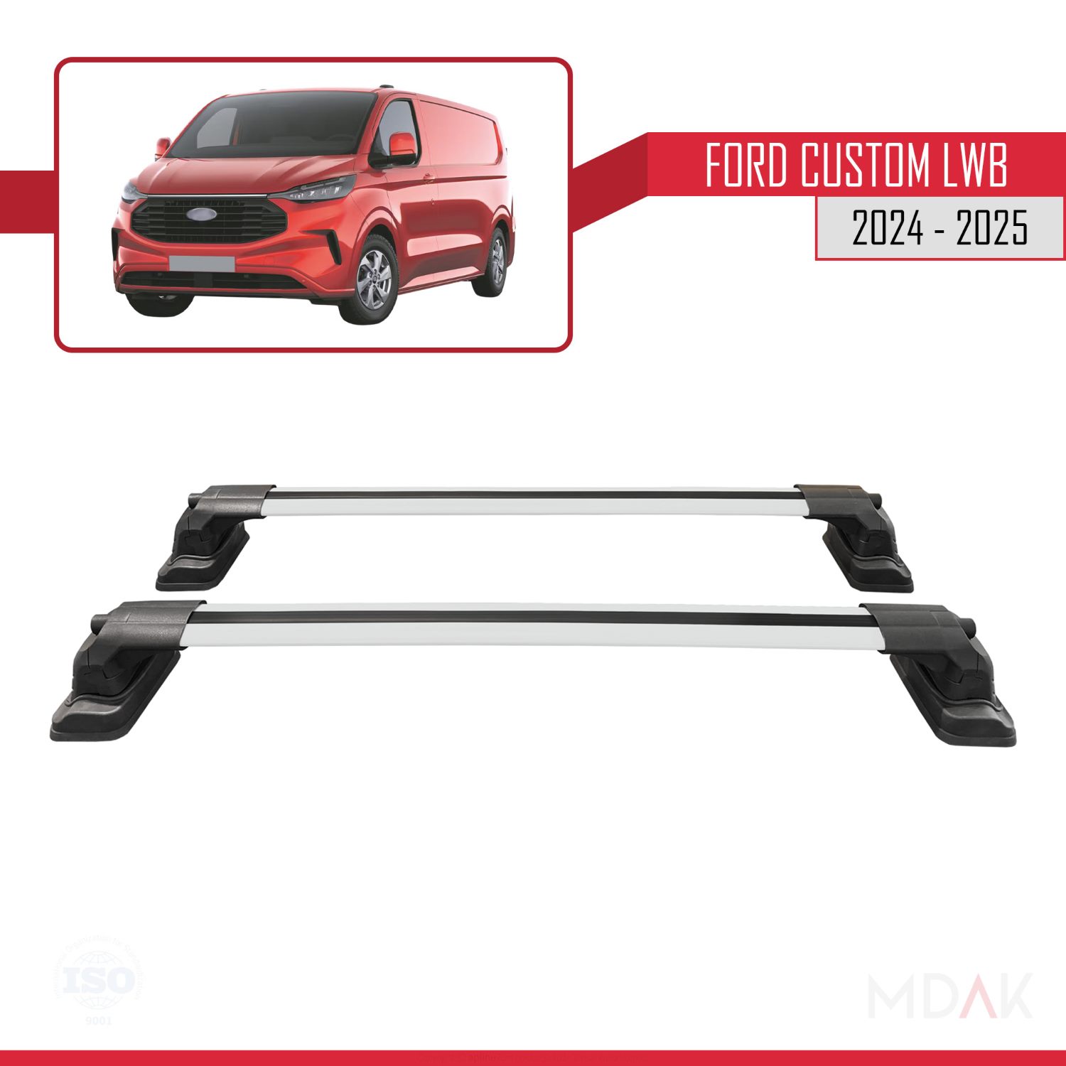 Ford Custom 2024-2025 Arası ile Uyumlu ACE-3 Ara Atkı Tavan Barı Gri 2 Adet - Görsel 4