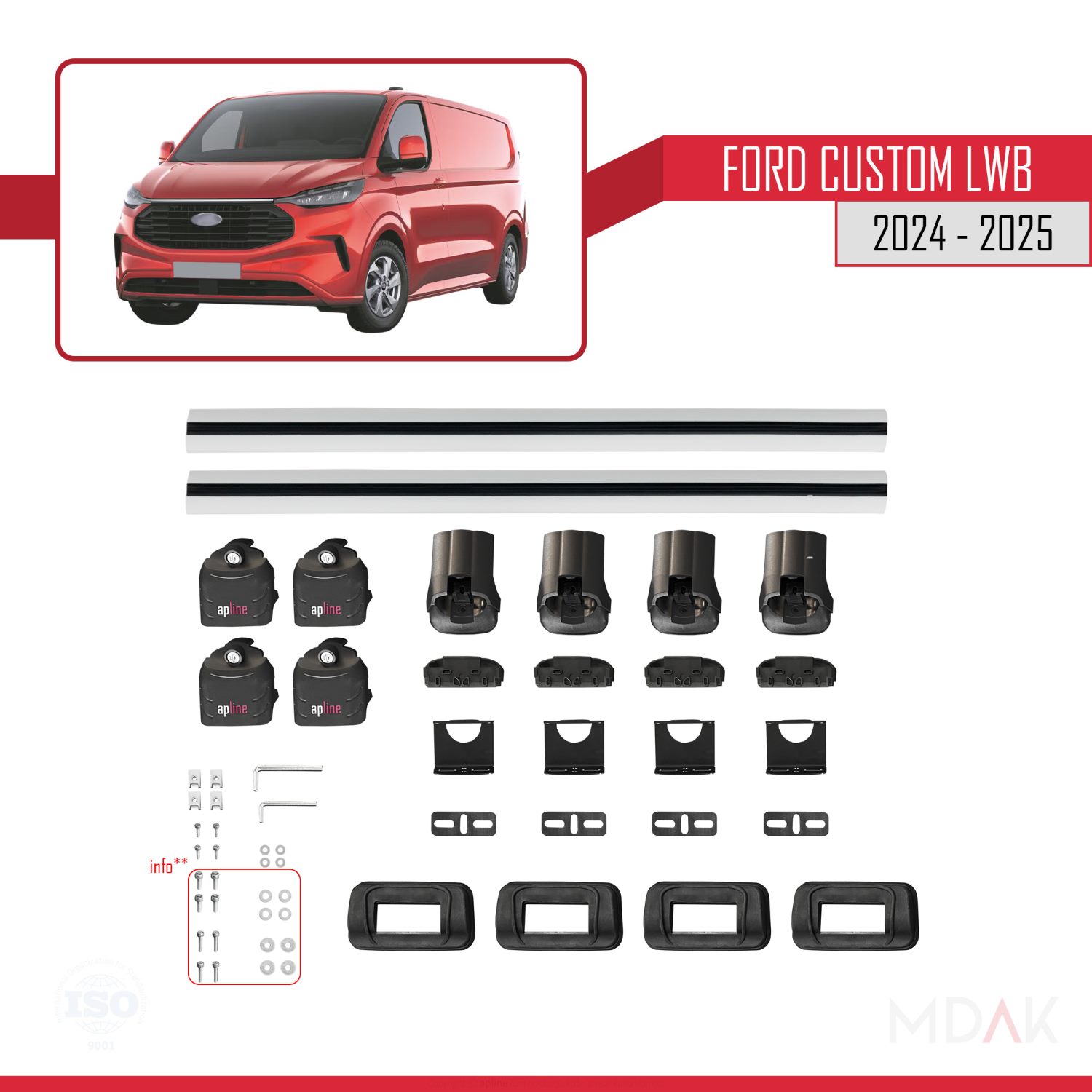 Ford Custom 2024-2025 Arası ile Uyumlu ACE-3 Ara Atkı Tavan Barı Gri 2 Adet - Görsel 6