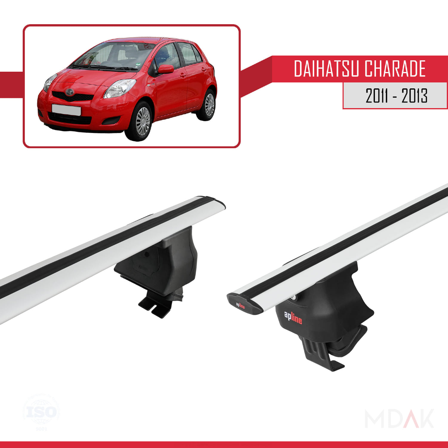 Daihatsu Charade 2011-2013 Arası ile Uyumlu ACE-4 Ara Atkı Tavan Barı Gri 2 Adet - Görsel 4