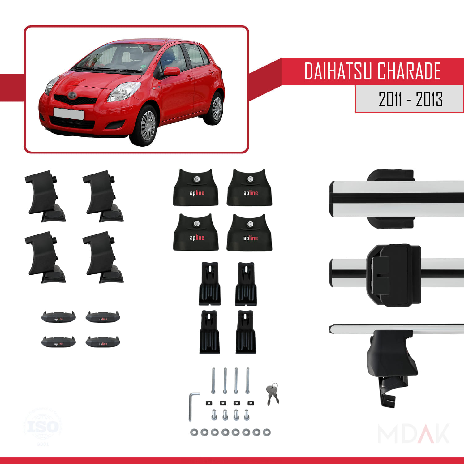 Daihatsu Charade 2011-2013 Arası ile Uyumlu ACE-4 Ara Atkı Tavan Barı Gri 2 Adet - Görsel 5