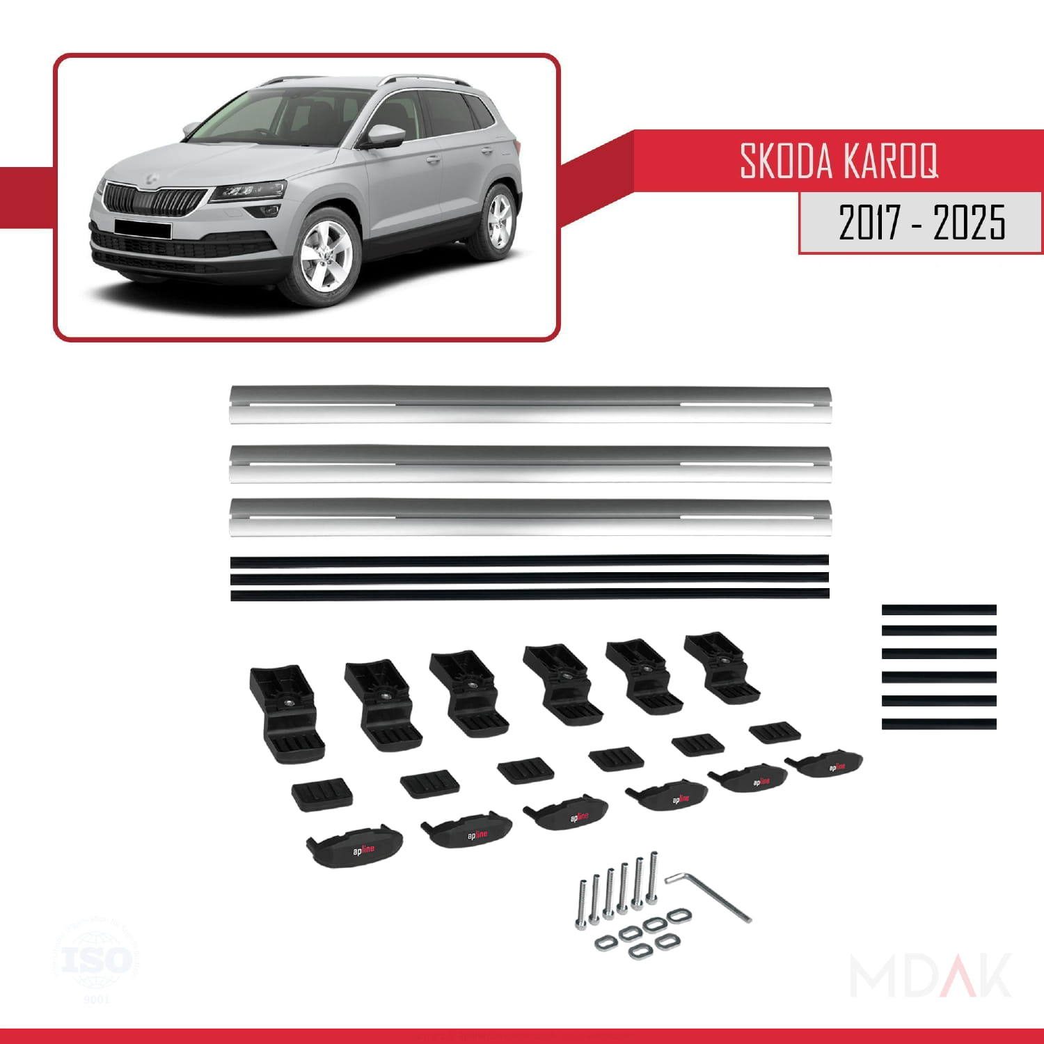 Skoda Karoq 2017 ve Sonrası ile Uyumlu BASIC Model Ara Atkı Tavan Barı Gri 3 Adet - Görsel 6