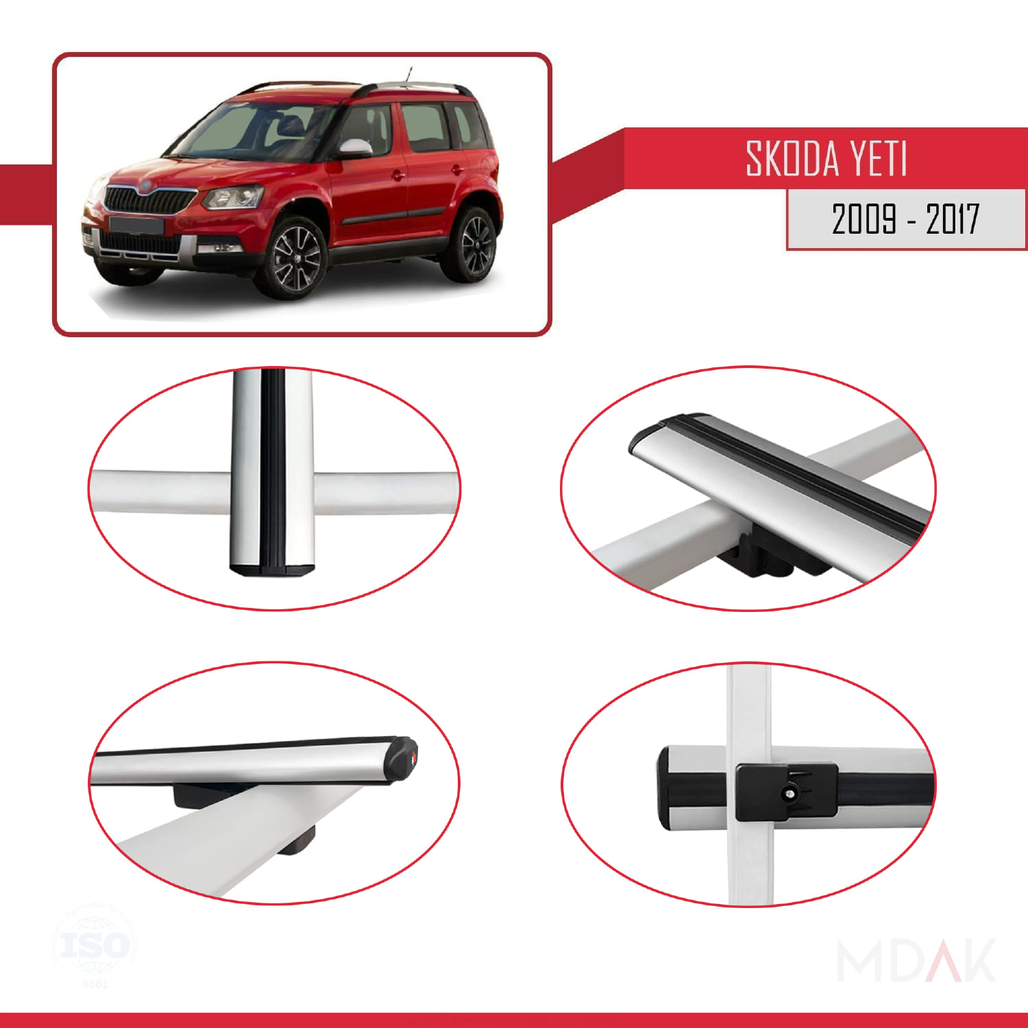 Skoda Yeti 2009-2017 Arası ile Uyumlu BASIC Model Ara Atkı Tavan Barı Gri 3 Adet - Görsel 4