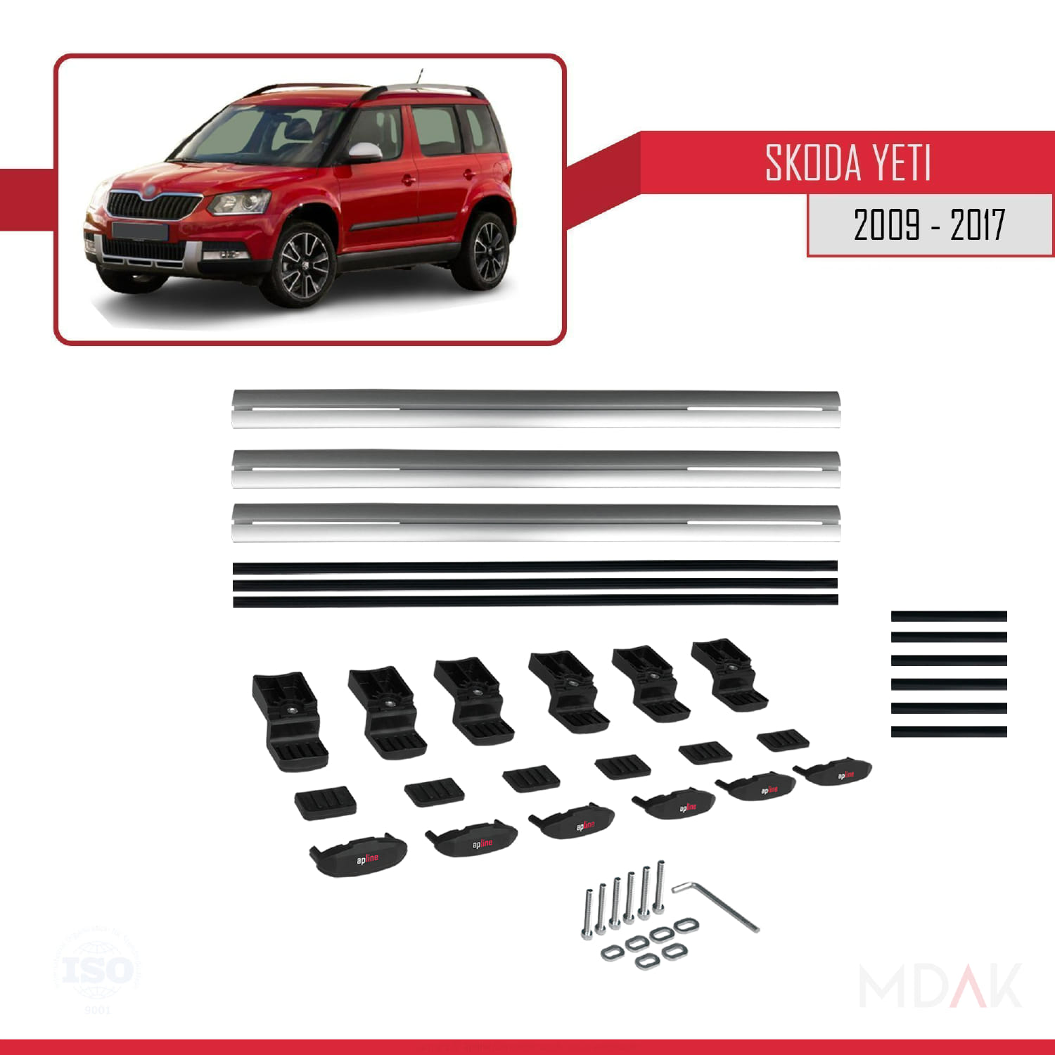 Skoda Yeti 2009-2017 Arası ile Uyumlu BASIC Model Ara Atkı Tavan Barı Gri 3 Adet - Görsel 6
