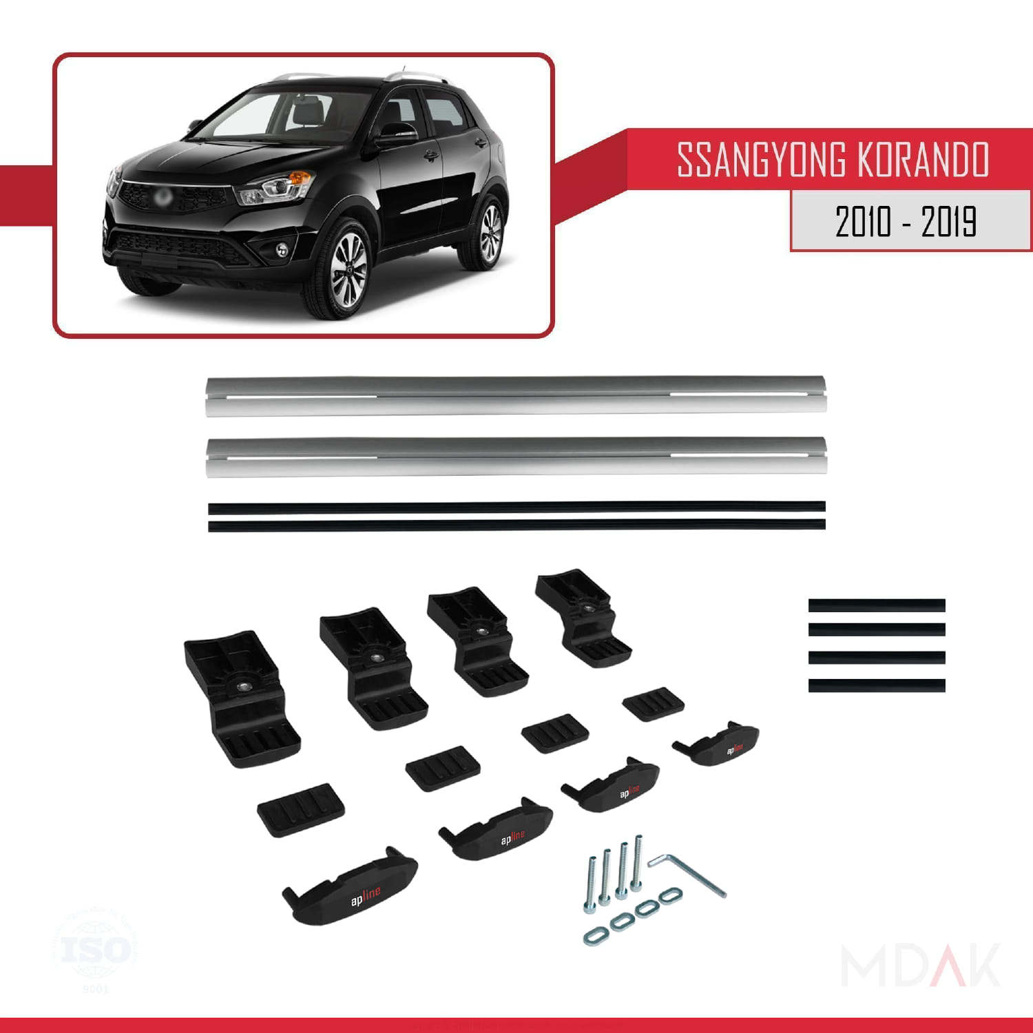 Ssangyong Korando 3 (C200) 2010-2019 Arası ile Uyumlu BASIC Model Ara Atkı Tavan Barı Gri 2 Adet - Görsel 6