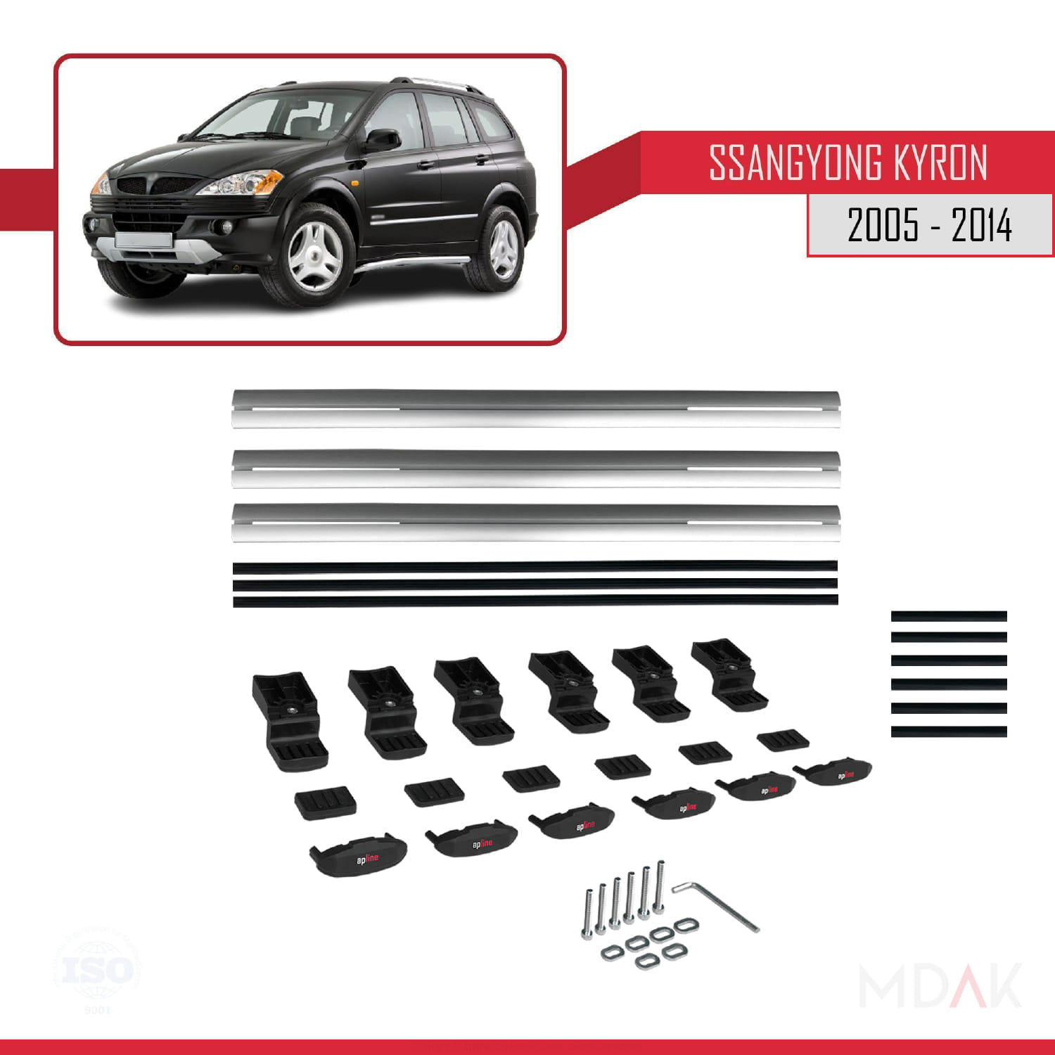 Ssangyong Kyron 2005-2014 Arası ile Uyumlu BASIC Model Ara Atkı Tavan Barı Gri 3 Adet - Görsel 6