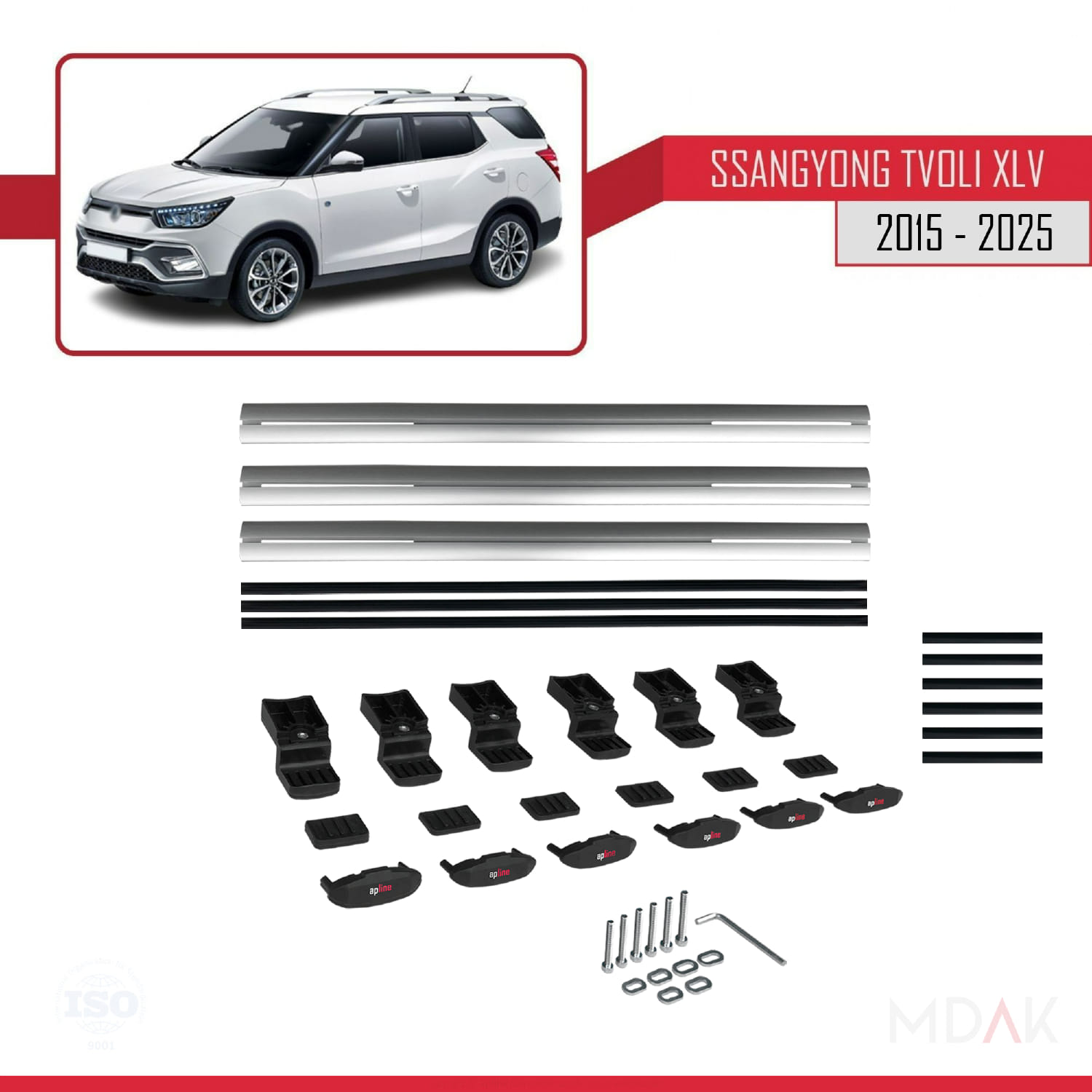 Ssangyong Tivoli XLV 2015-2023 Arası ile Uyumlu BASIC Model Ara Atkı Tavan Barı Gri 3 Adet - Görsel 6