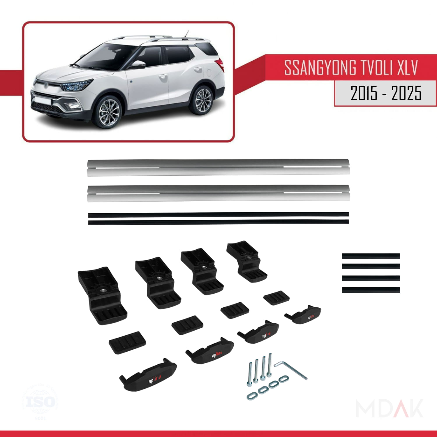 Ssangyong Tivoli XLV 2015-2023 Arası ile Uyumlu BASIC Model Ara Atkı Tavan Barı Gri 2 Adet - Görsel 6