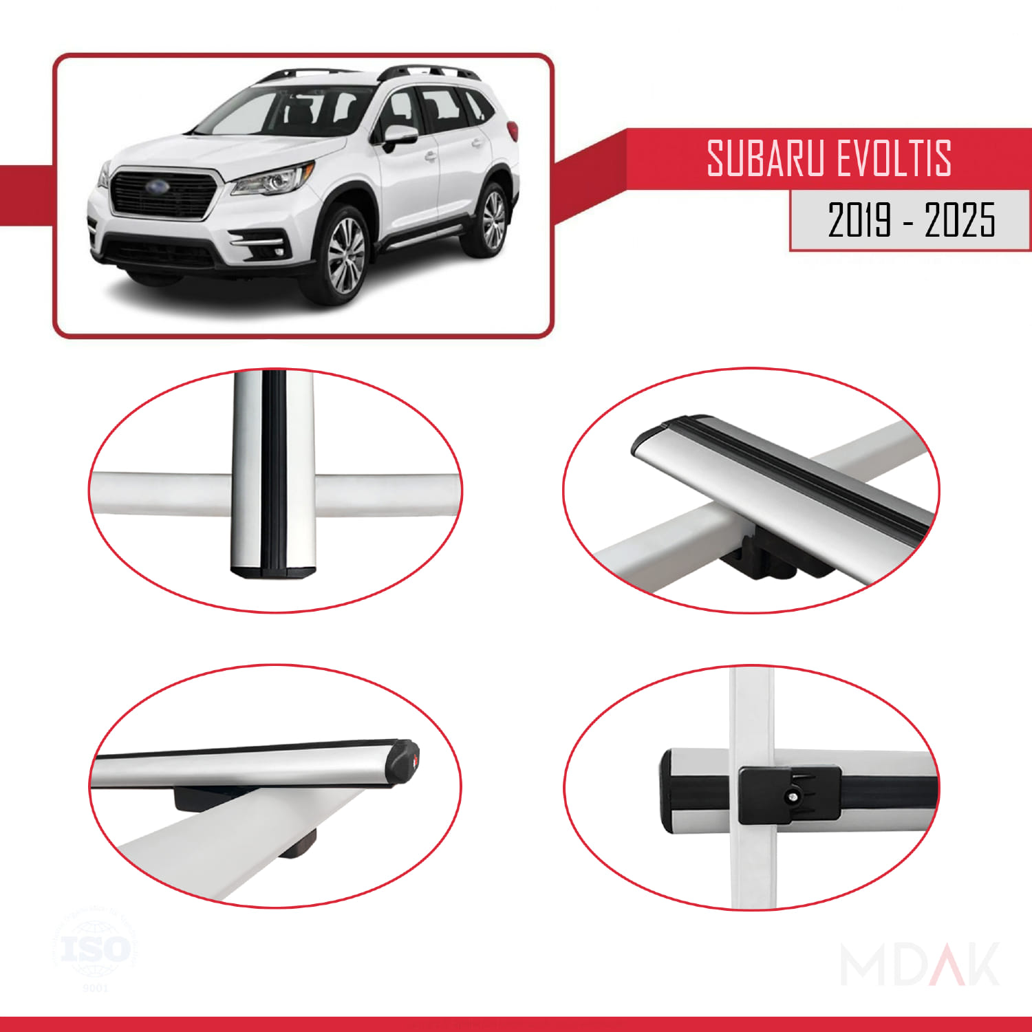 Subaru Evoltis 2019 ve Sonrası ile Uyumlu BASIC Model Ara Atkı Tavan Barı Gri 2 Adet - Görsel 4