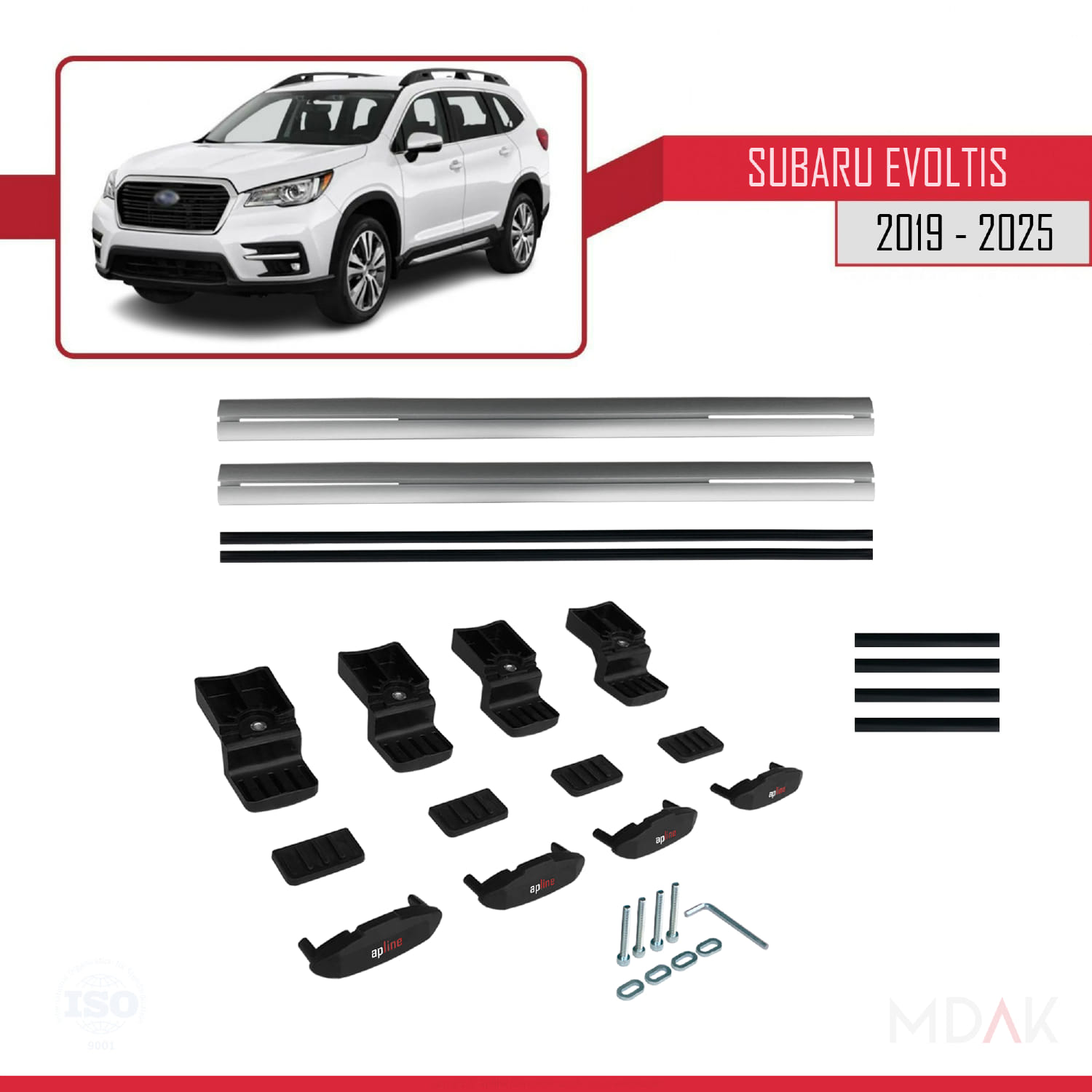 Subaru Evoltis 2019 ve Sonrası ile Uyumlu BASIC Model Ara Atkı Tavan Barı Gri 2 Adet - Görsel 6