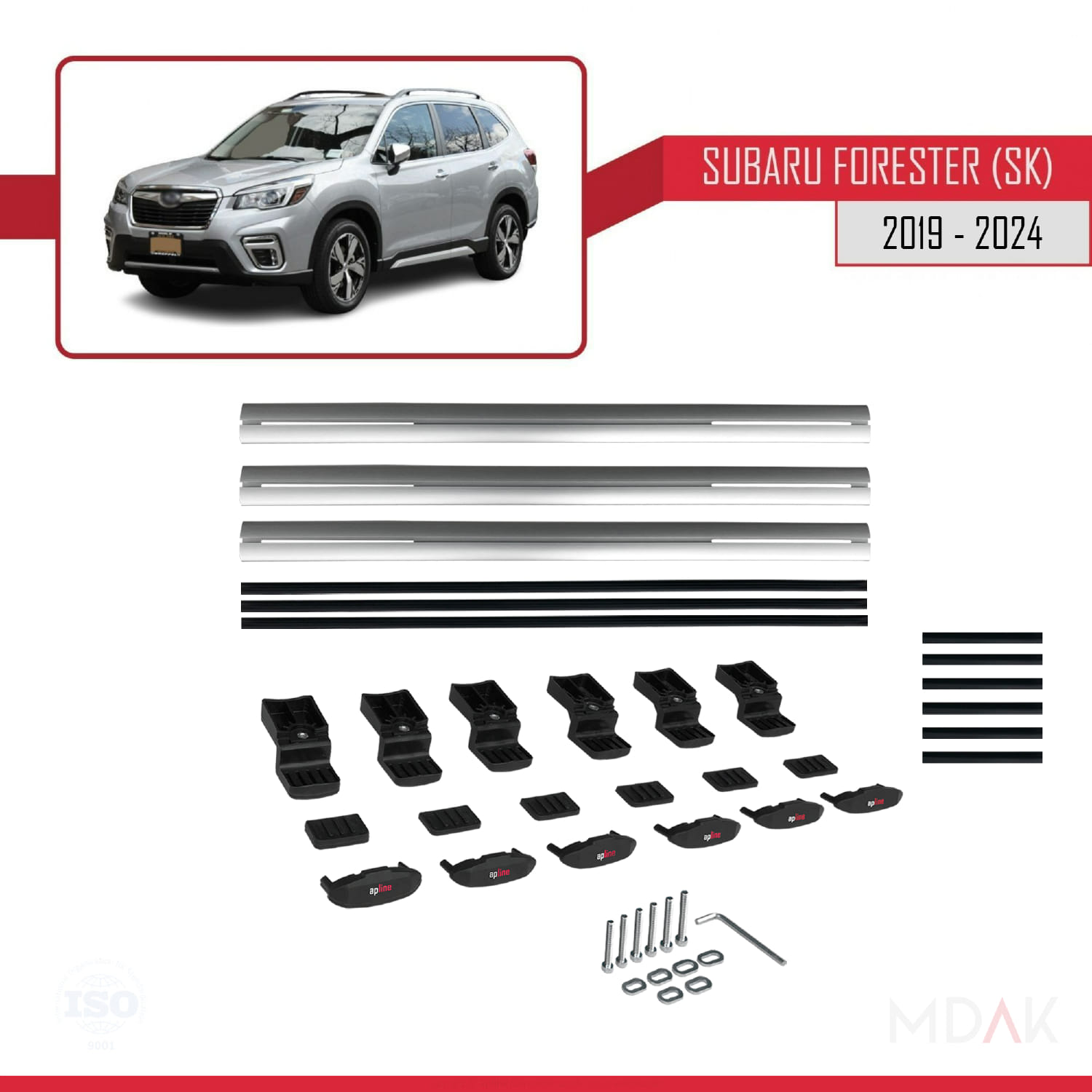 Subaru Forester 5 (SK) 2019-2024 Arası ile Uyumlu BASIC Model Ara Atkı Tavan Barı Gri 3 Adet - Görsel 6