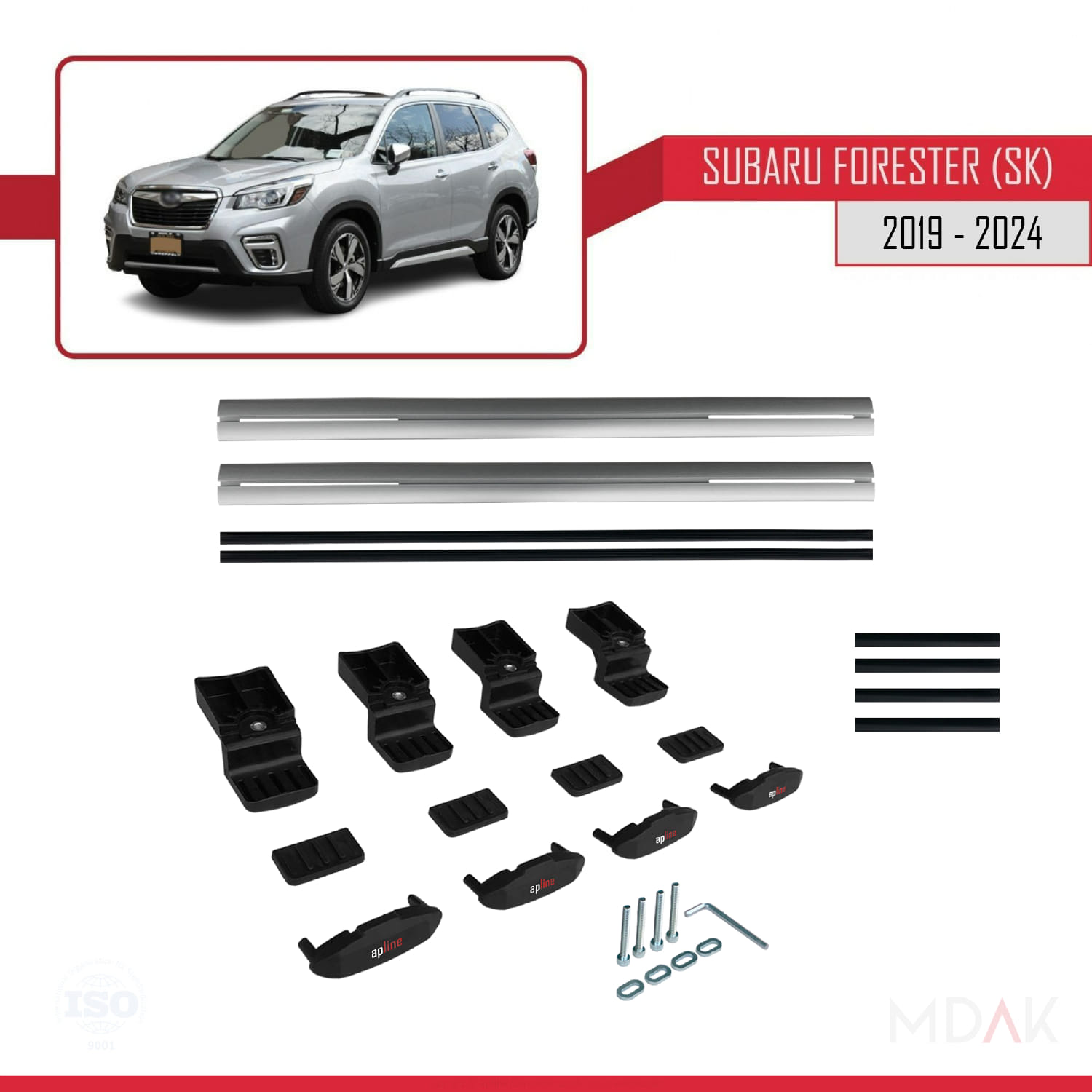 Subaru Forester 5 (SK) 2019-2024 Arası ile Uyumlu BASIC Model Ara Atkı Tavan Barı Gri 2 Adet - Görsel 6
