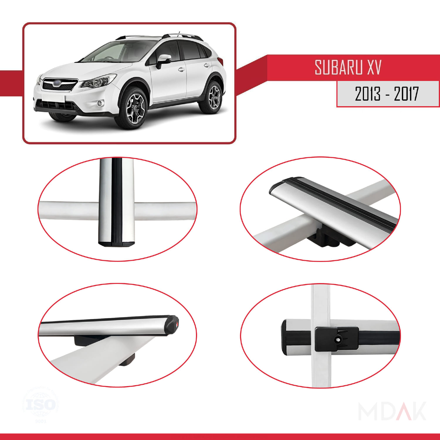 Subaru XV 2013-2017 Arası ile Uyumlu BASIC Model Ara Atkı Tavan Barı Gri 3 Adet - Görsel 4