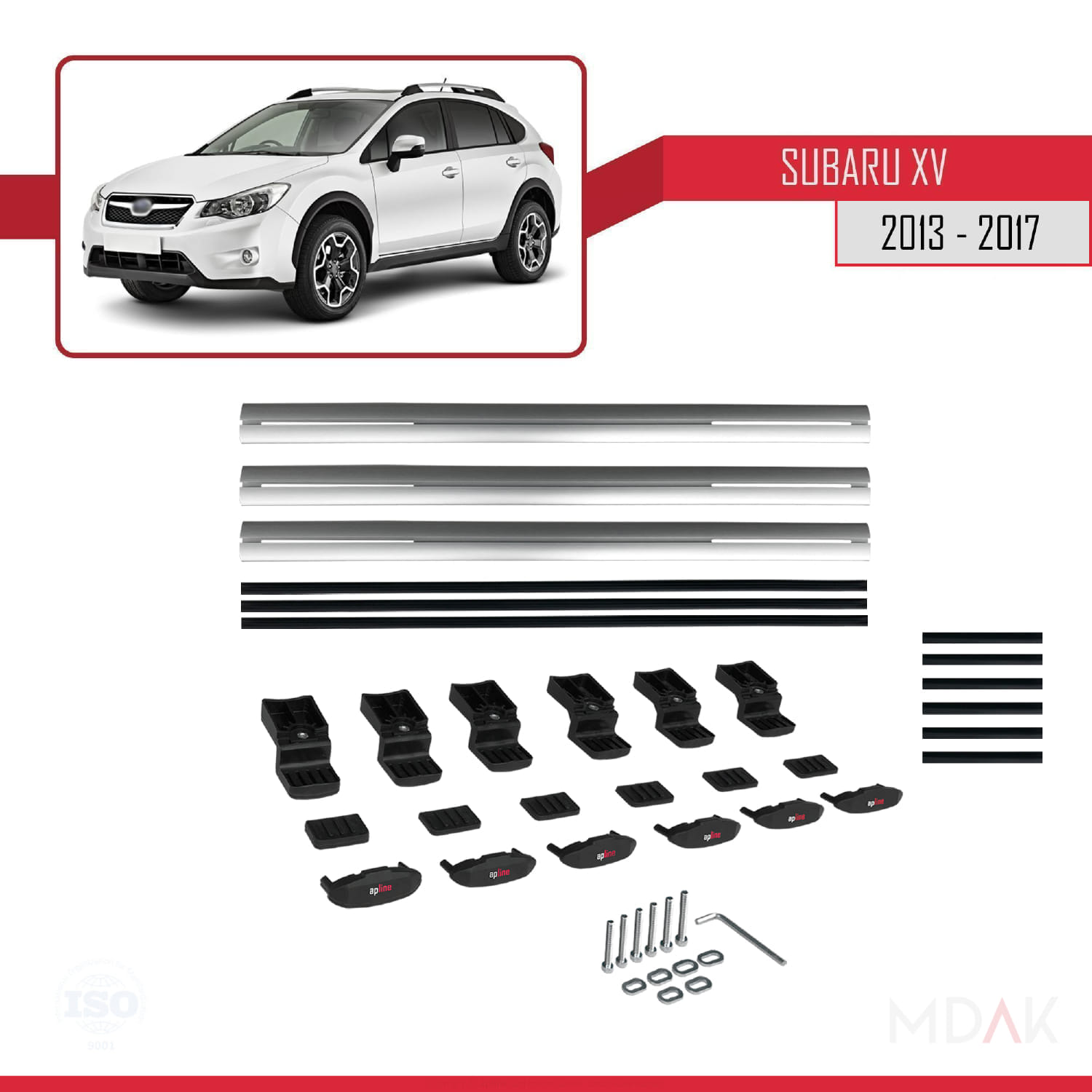 Subaru XV 2013-2017 Arası ile Uyumlu BASIC Model Ara Atkı Tavan Barı Gri 3 Adet - Görsel 6