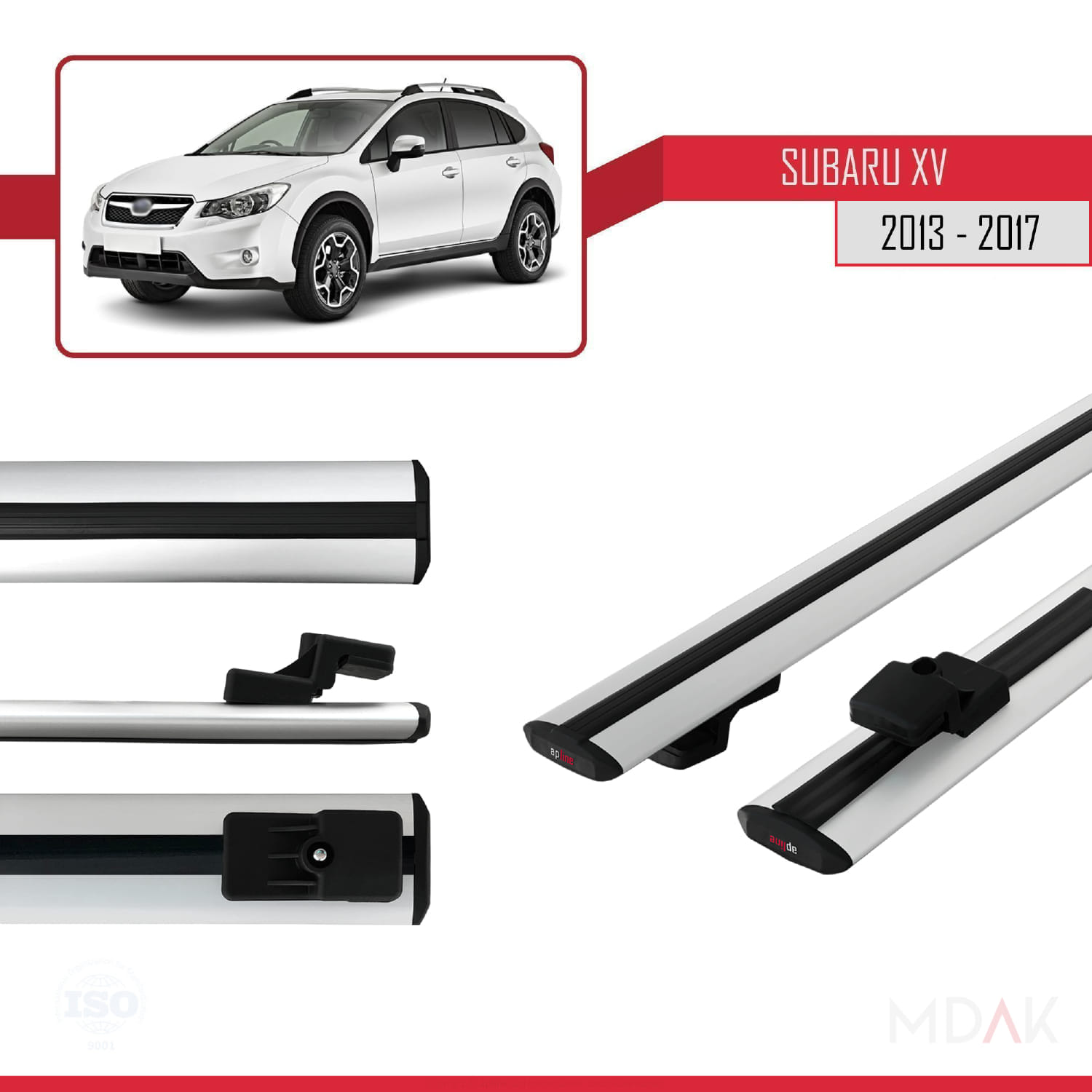 Subaru XV 2013-2017 Arası ile Uyumlu BASIC Model Ara Atkı Tavan Barı Gri 2 Adet - Görsel 3
