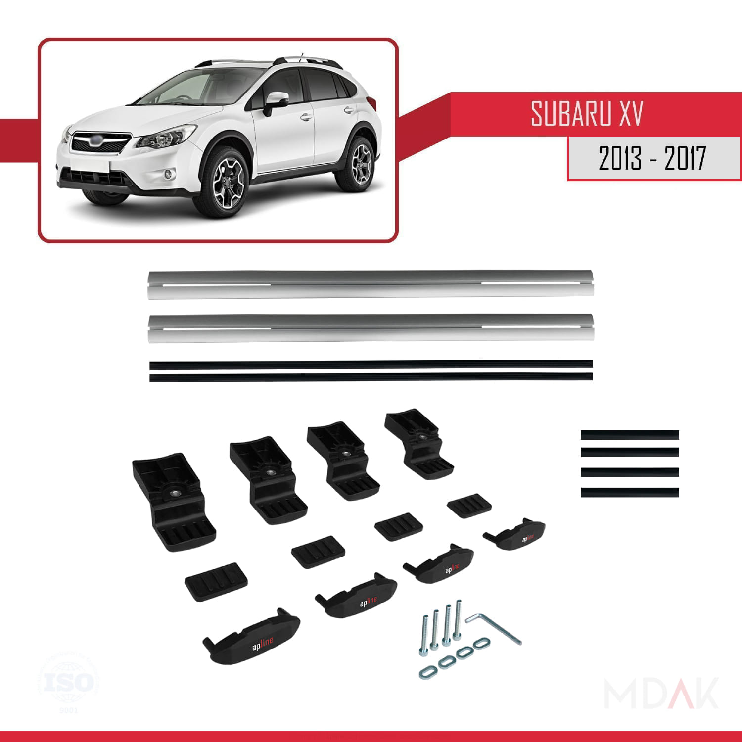 Subaru XV 2013-2017 Arası ile Uyumlu BASIC Model Ara Atkı Tavan Barı Gri 2 Adet - Görsel 6