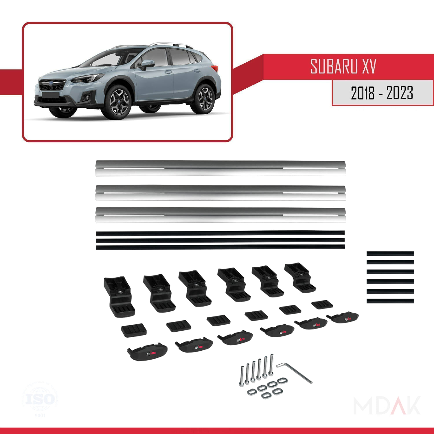 Subaru XV 2 2018-2023 Arası ile Uyumlu BASIC Model Ara Atkı Tavan Barı Gri 3 Adet - Görsel 6