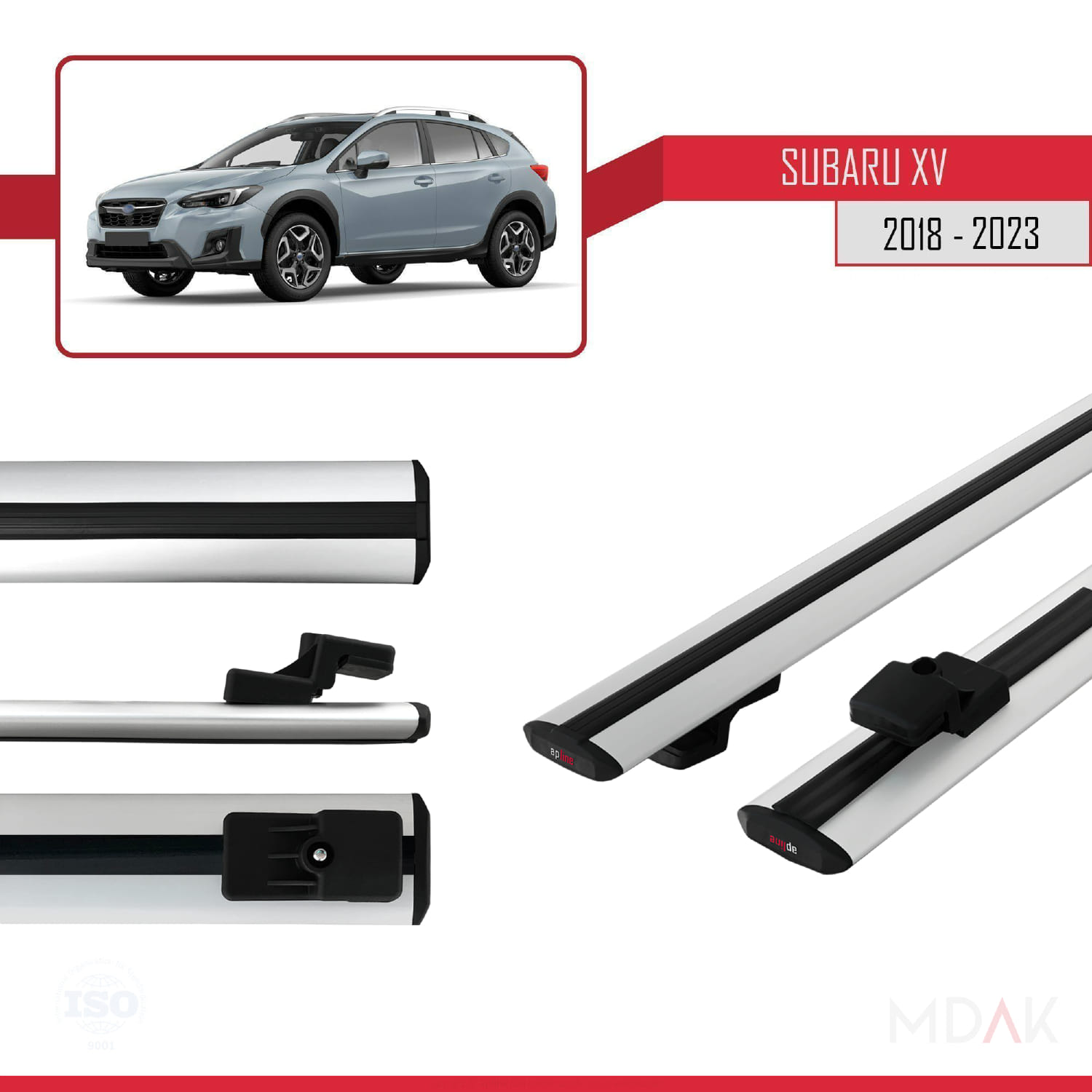 Subaru XV 2 2018-2023 Arası ile Uyumlu BASIC Model Ara Atkı Tavan Barı Gri 2 Adet - Görsel 3