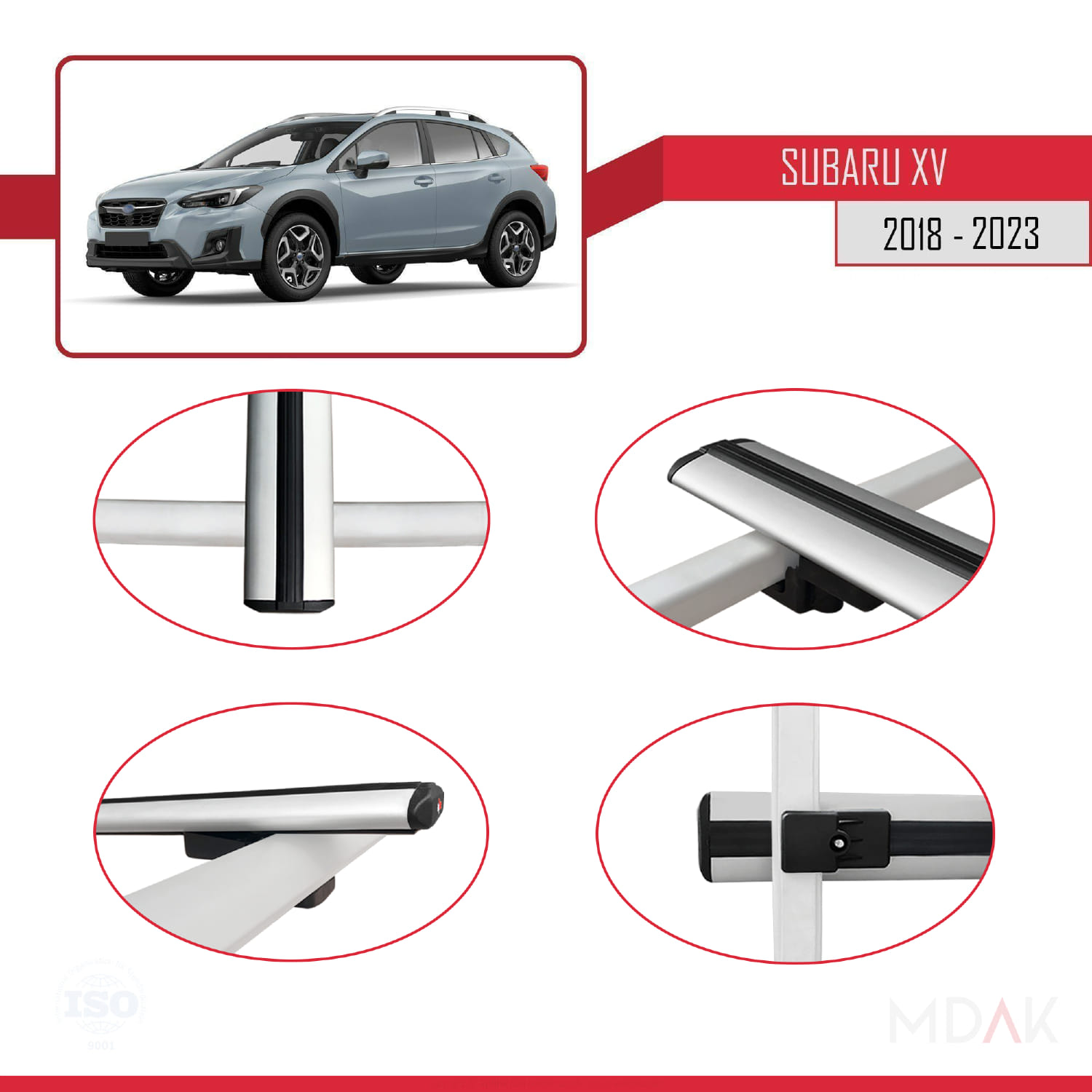 Subaru XV 2 2018-2023 Arası ile Uyumlu BASIC Model Ara Atkı Tavan Barı Gri 2 Adet - Görsel 4