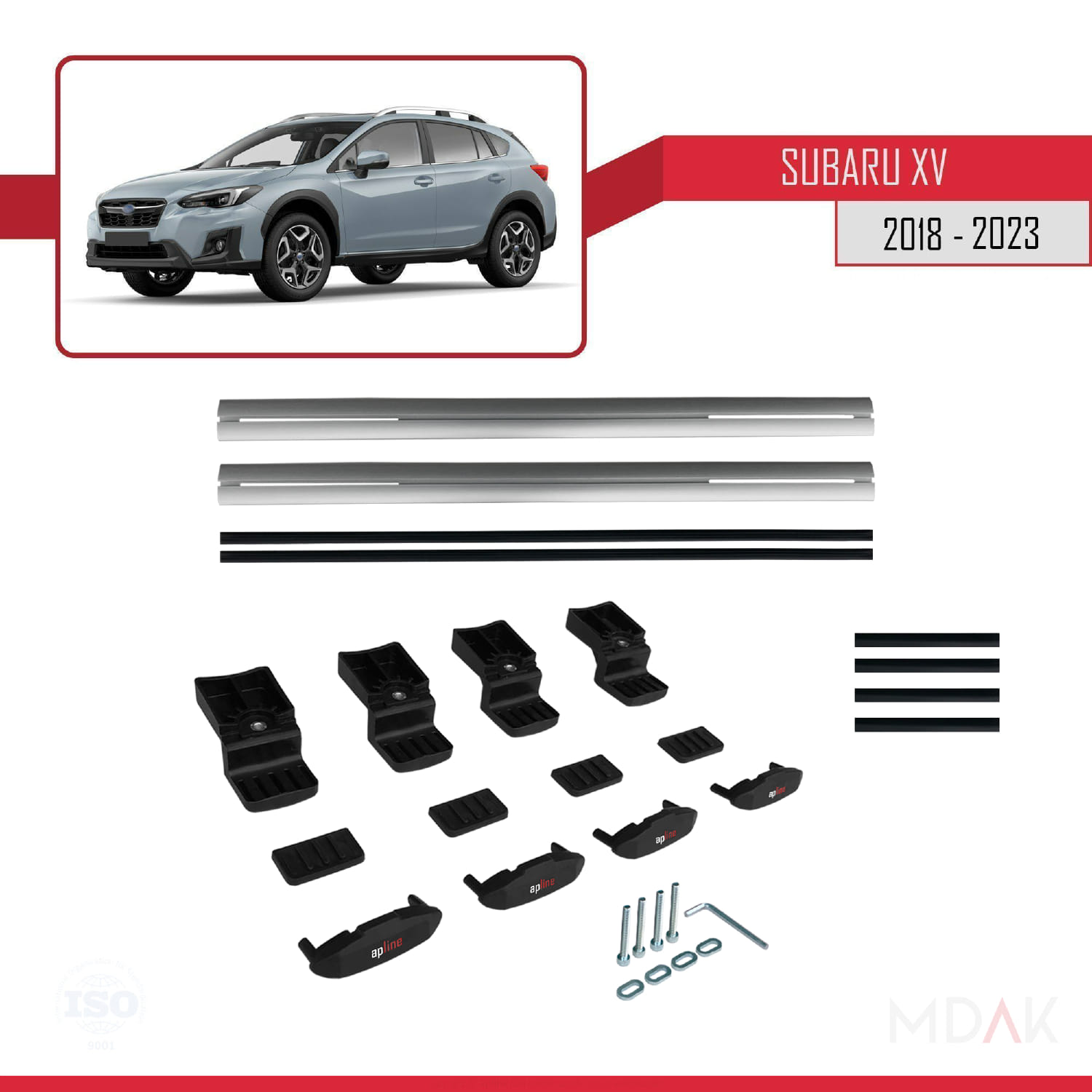 Subaru XV 2 2018-2023 Arası ile Uyumlu BASIC Model Ara Atkı Tavan Barı Gri 2 Adet - Görsel 6