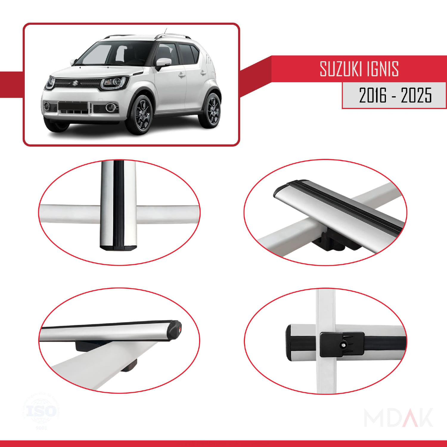 Suzuki Ignis 2016 ve Sonrası ile Uyumlu BASIC Model Ara Atkı Tavan Barı Gri 3 Adet - Görsel 4