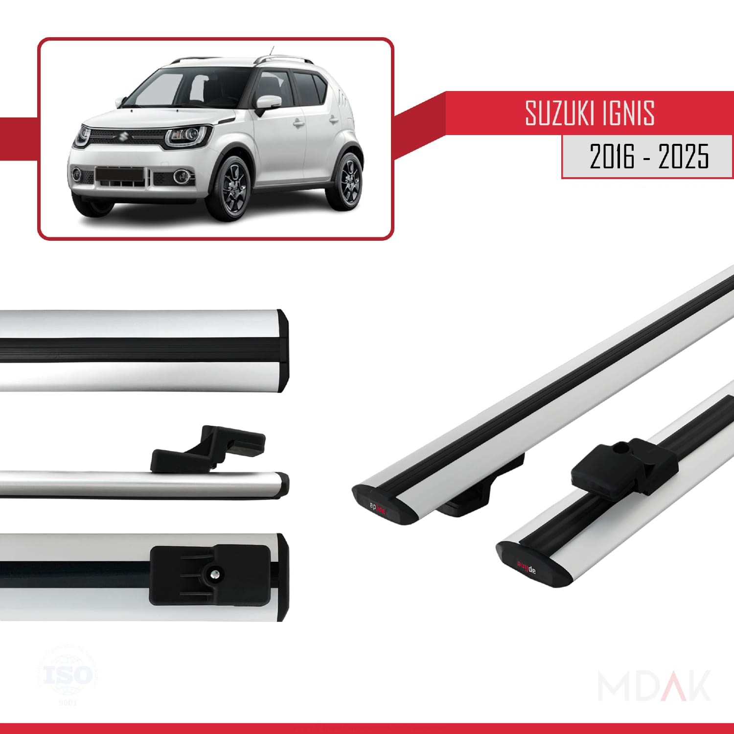 Suzuki Ignis 2016 ve Sonrası ile Uyumlu BASIC Model Ara Atkı Tavan Barı Gri 2 Adet - Görsel 3