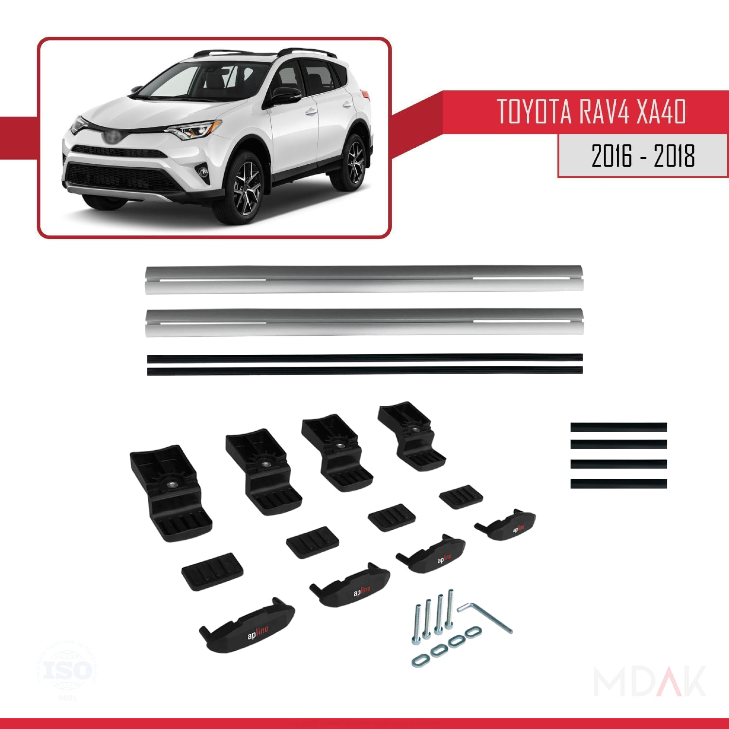 Toyota RAV4 IV (XA40) Post-Facelift 2016-2018 Arası ile Uyumlu BASIC Model Ara Atkı Tavan Barı Gri 2 Adet - Görsel 6