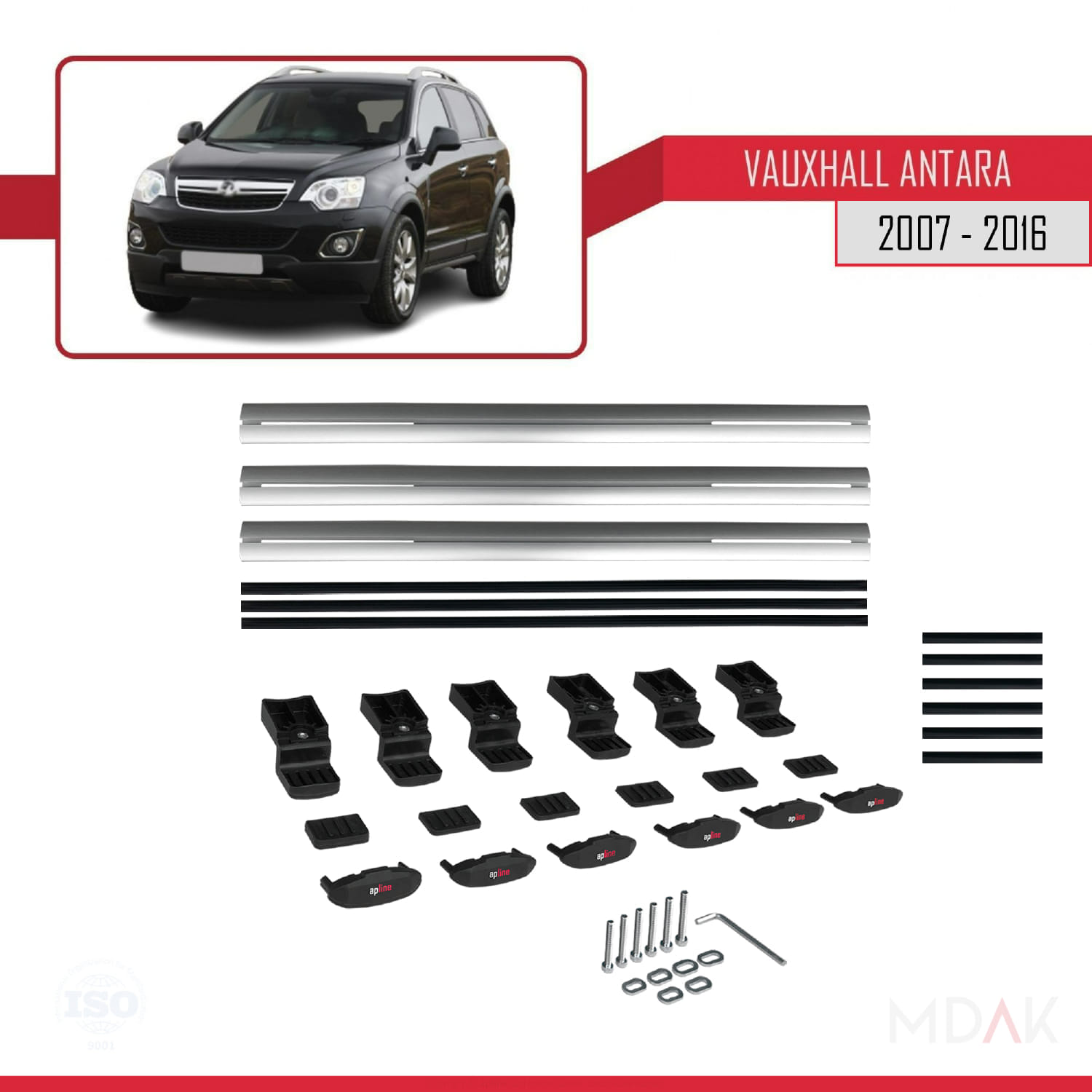 Vauxhall Antara 2007-2016 Arası ile Uyumlu BASIC Model Ara Atkı Tavan Barı Gri 3 Adet - Görsel 6