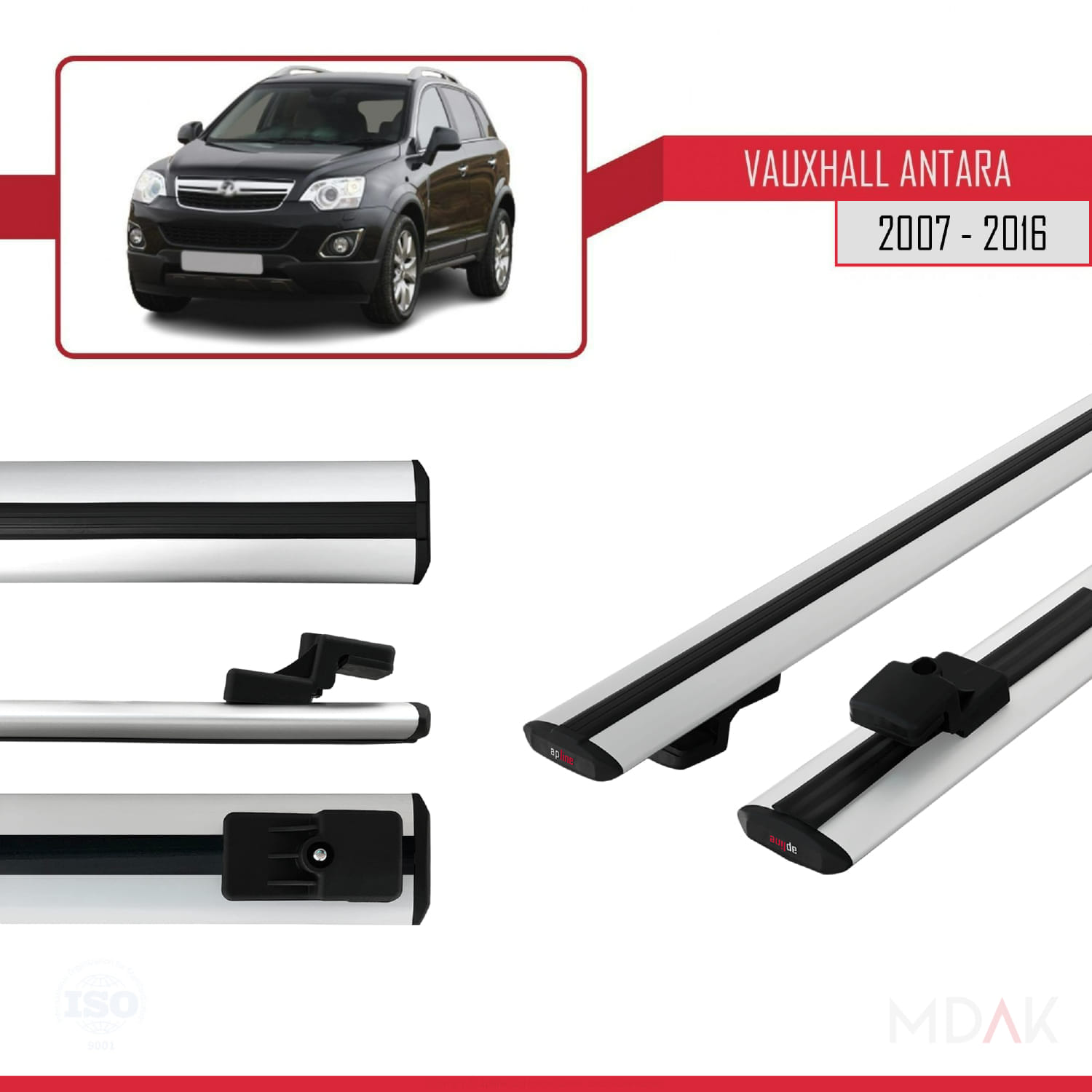 Vauxhall Antara 2007-2016 Arası ile Uyumlu BASIC Model Ara Atkı Tavan Barı Gri 2 Adet - Görsel 3