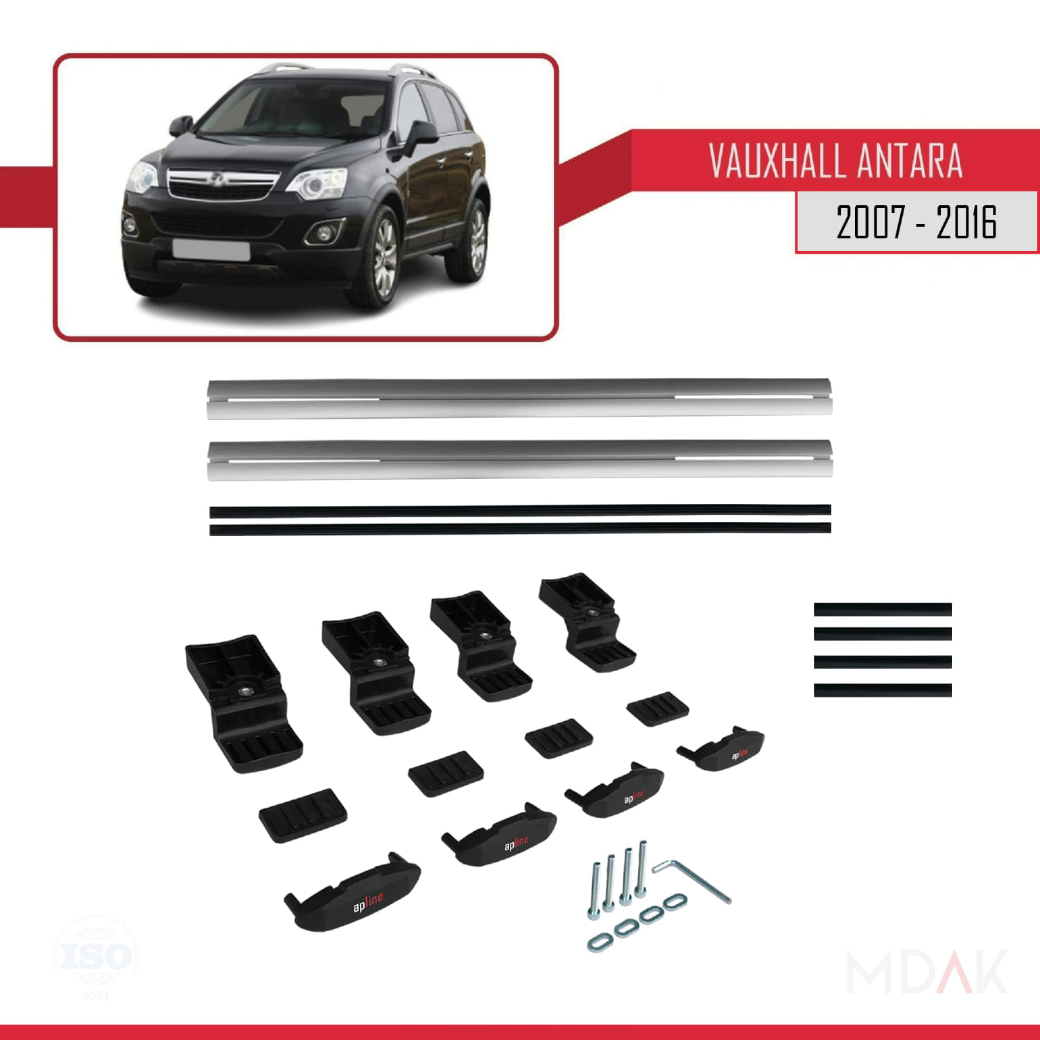 Vauxhall Antara 2007-2016 Arası ile Uyumlu BASIC Model Ara Atkı Tavan Barı Gri 2 Adet - Görsel 6