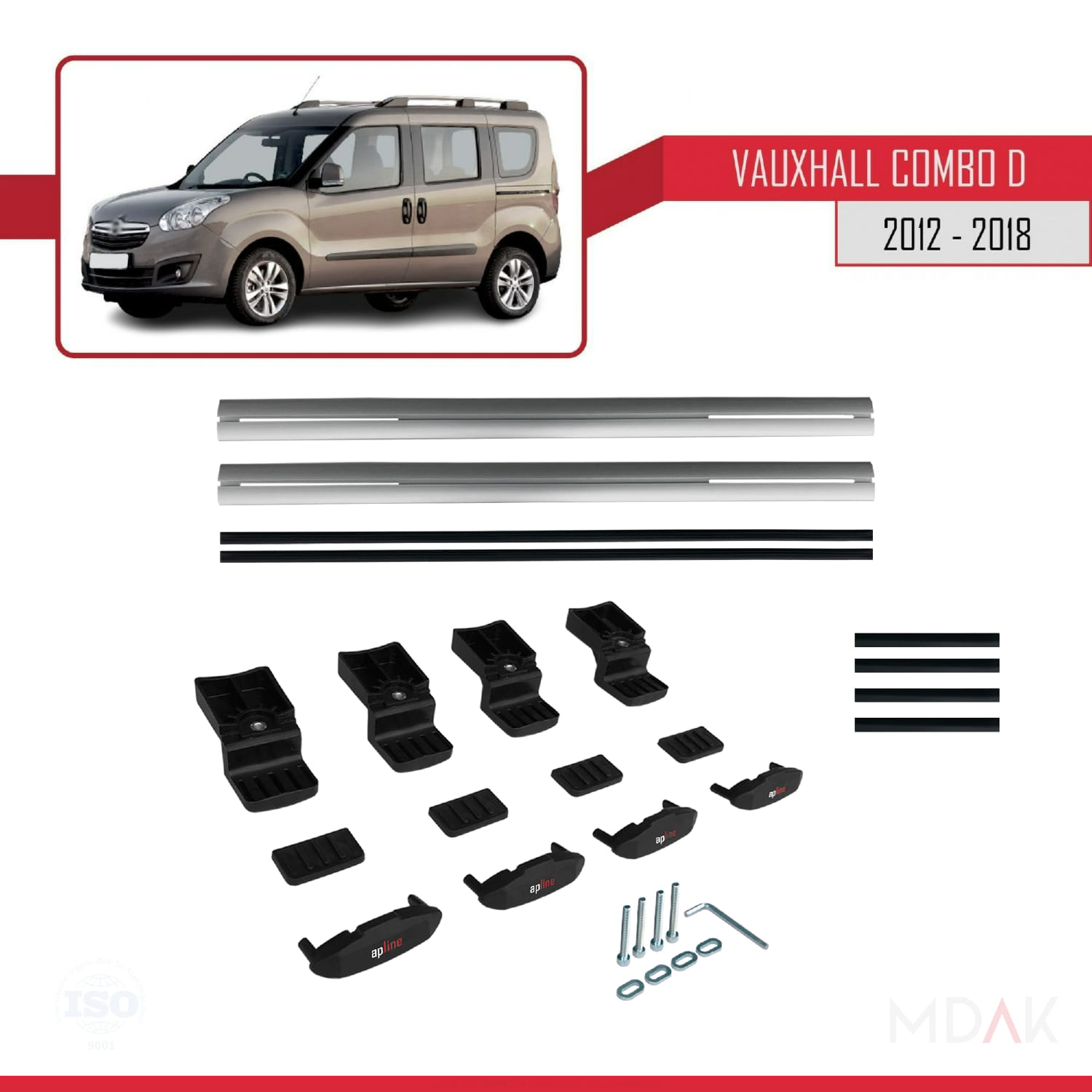 Vauxhall Combo D 2012-2018 Arası ile Uyumlu BASIC Model Ara Atkı Tavan Barı Gri 2 Adet - Görsel 6